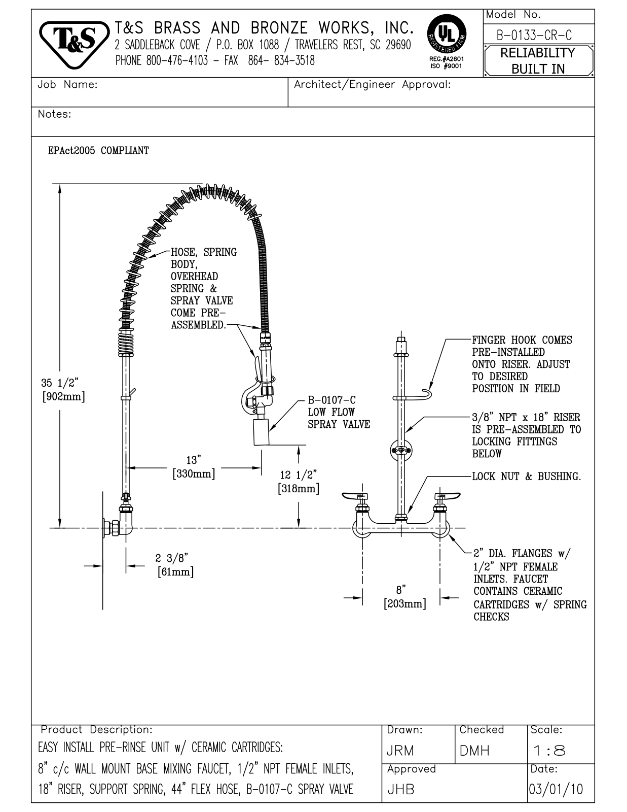 T&S Brass B-0133-CR-C User Manual