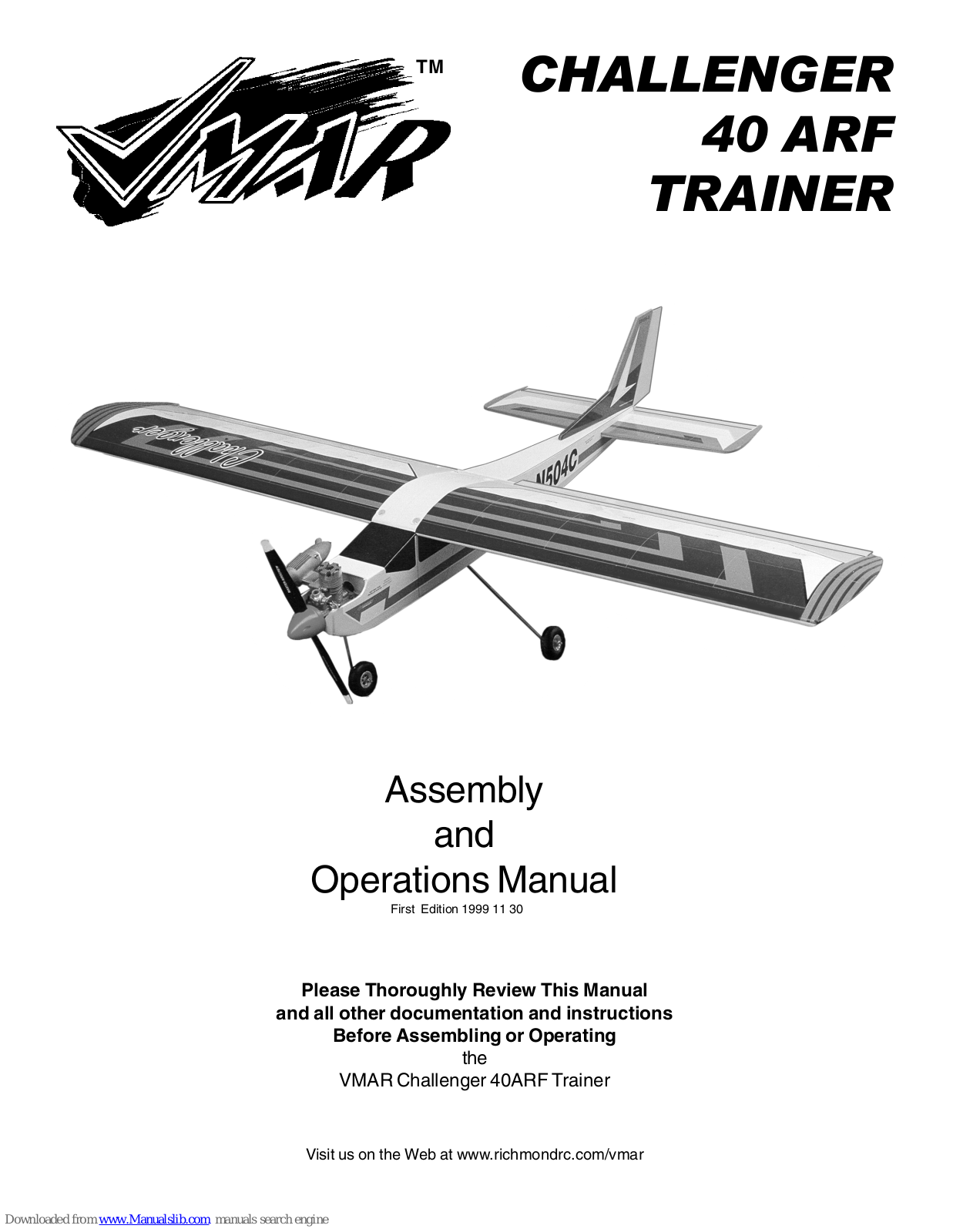 Vmar Challenger 40ARF Trainer Assembly And Operation Manual