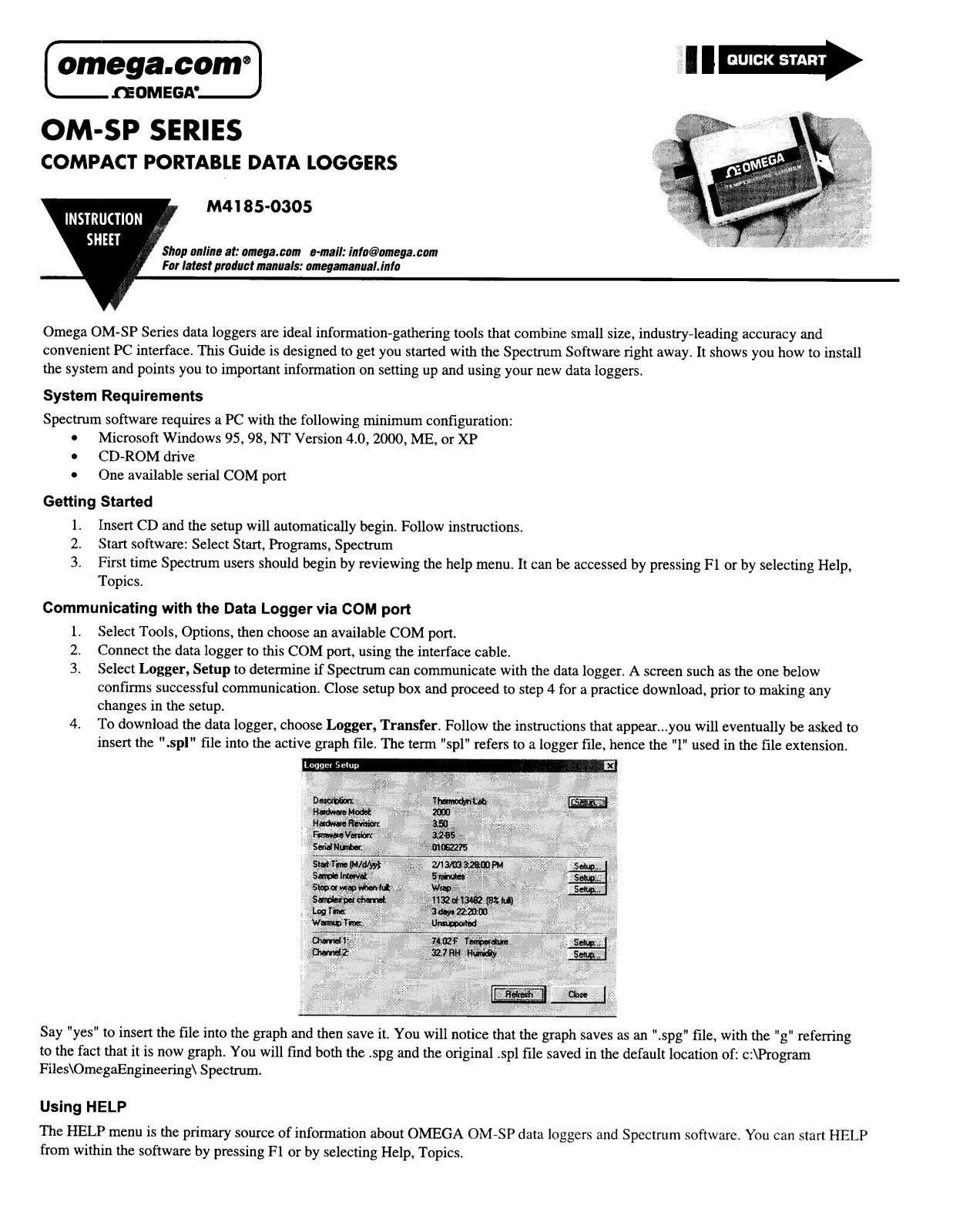 Omega Products OM-SP Installation  Manual