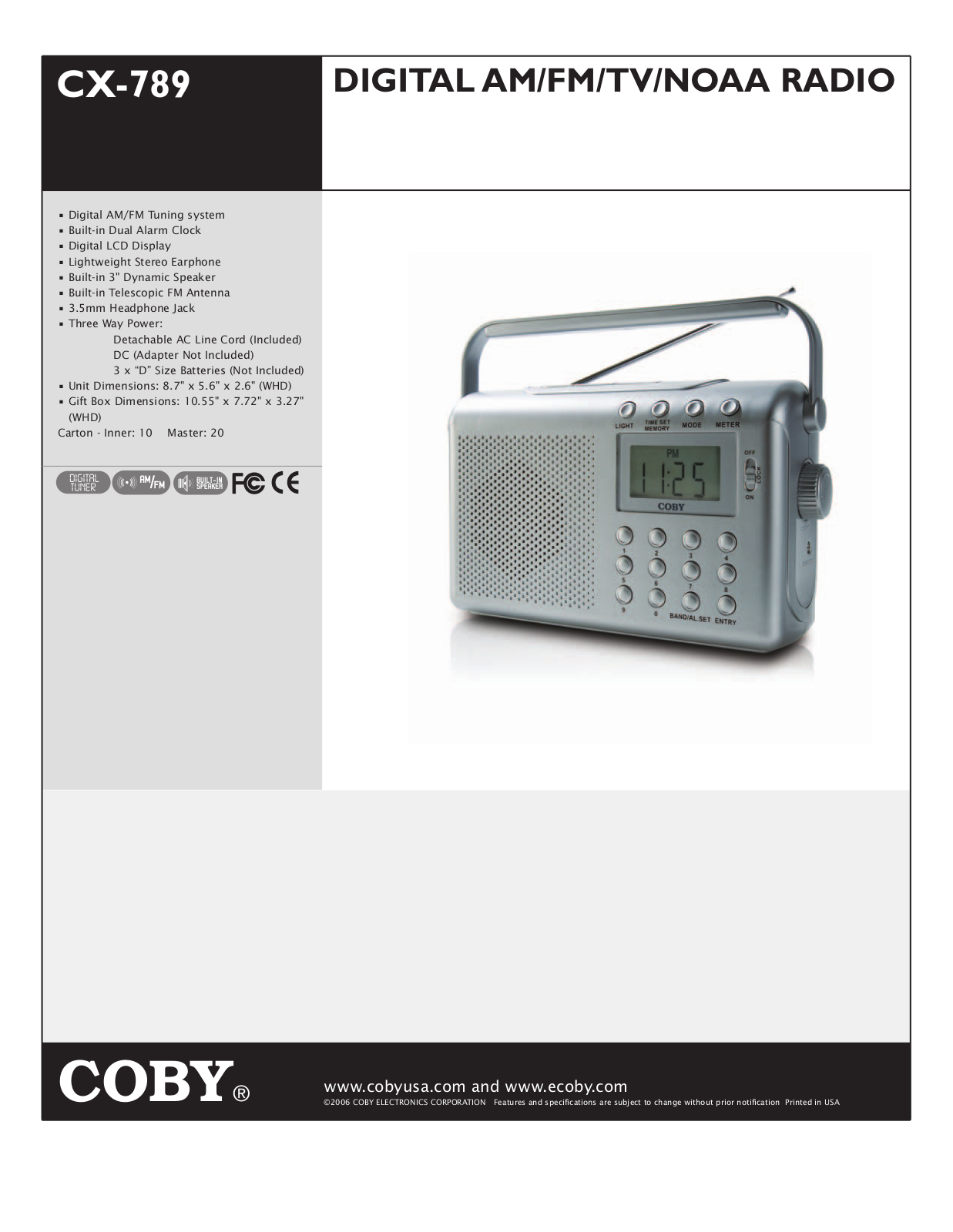 COBY electronic CX-789 User Manual