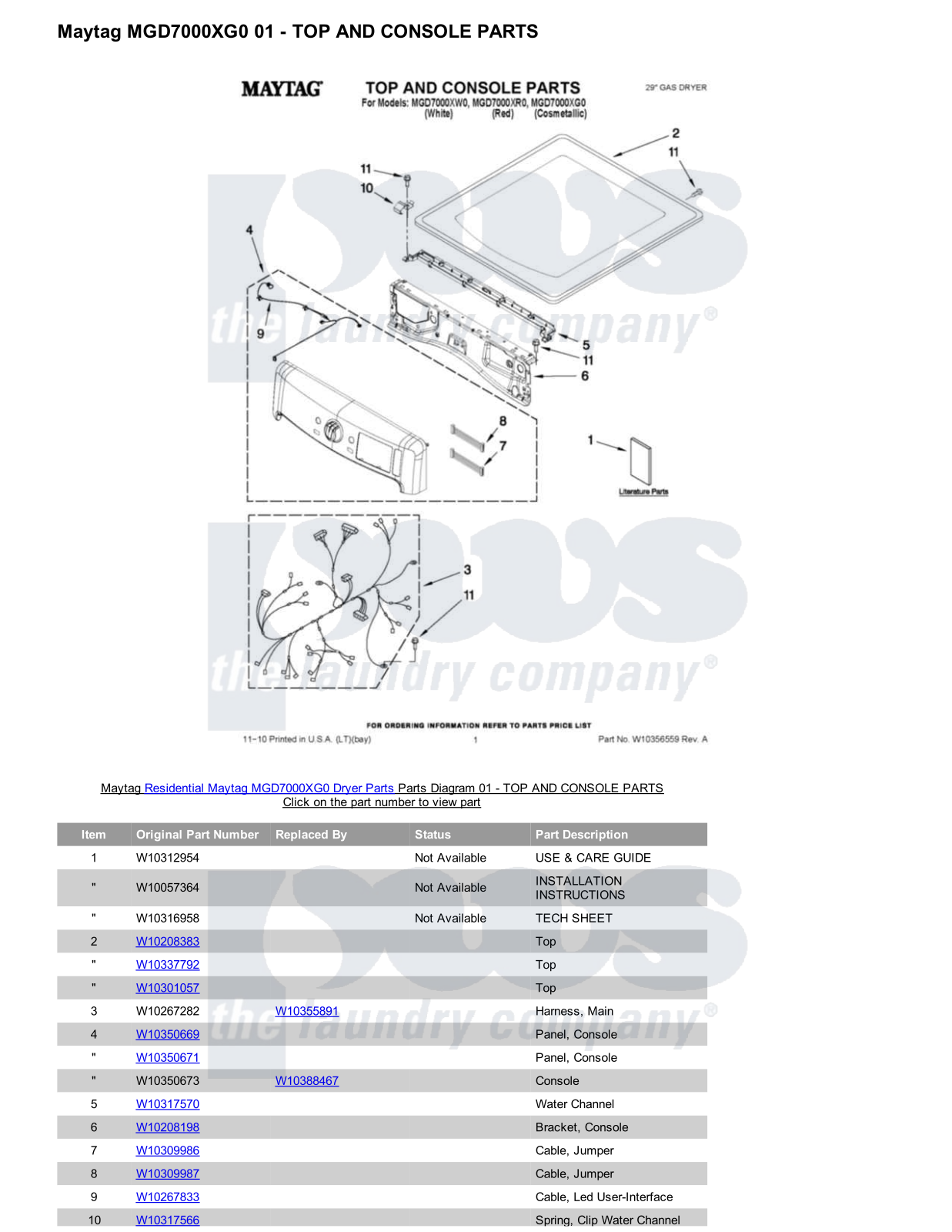 Maytag MGD7000XG0 Parts Diagram