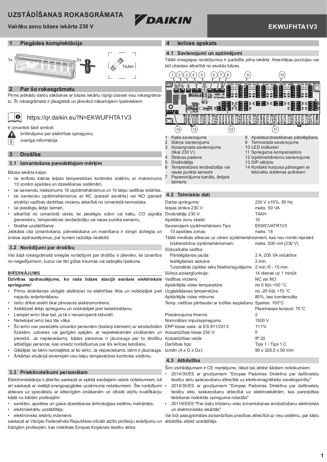 Daikin EKWUFHTA1V3 Installation manuals