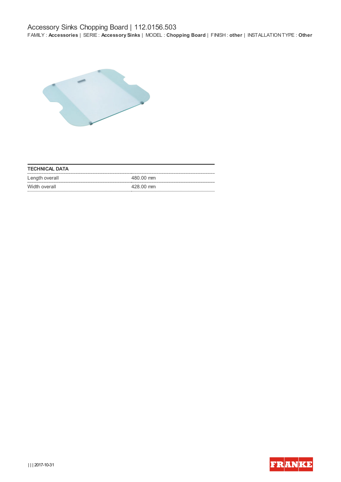 Franke CB503 Datasheet