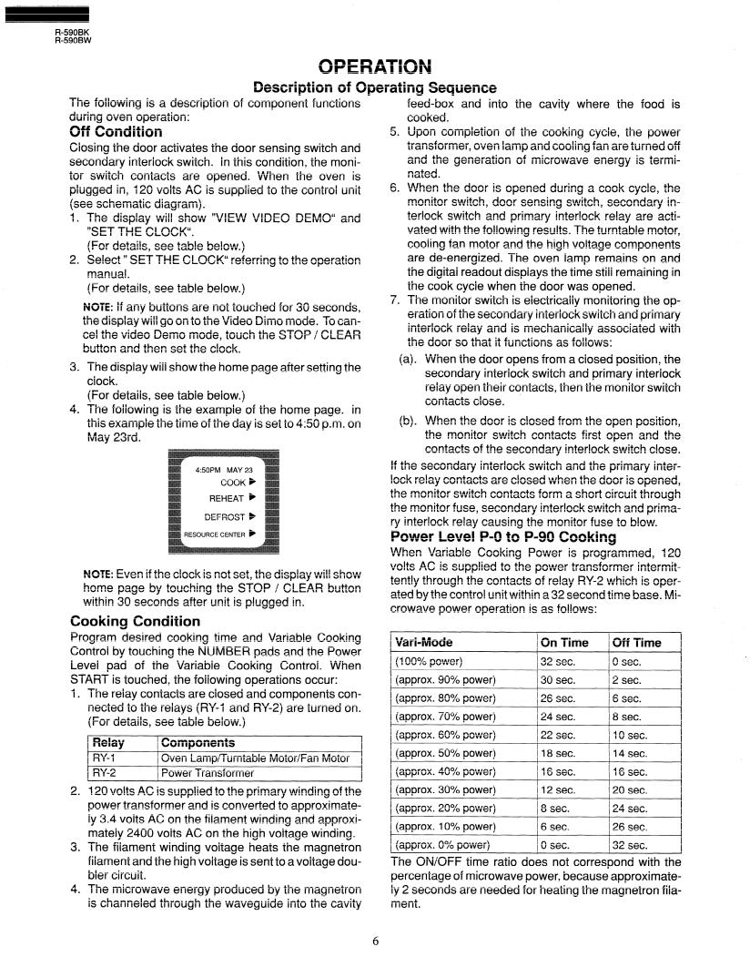 SHARP R590BE, R-590BK, R-590BW Service Manual
