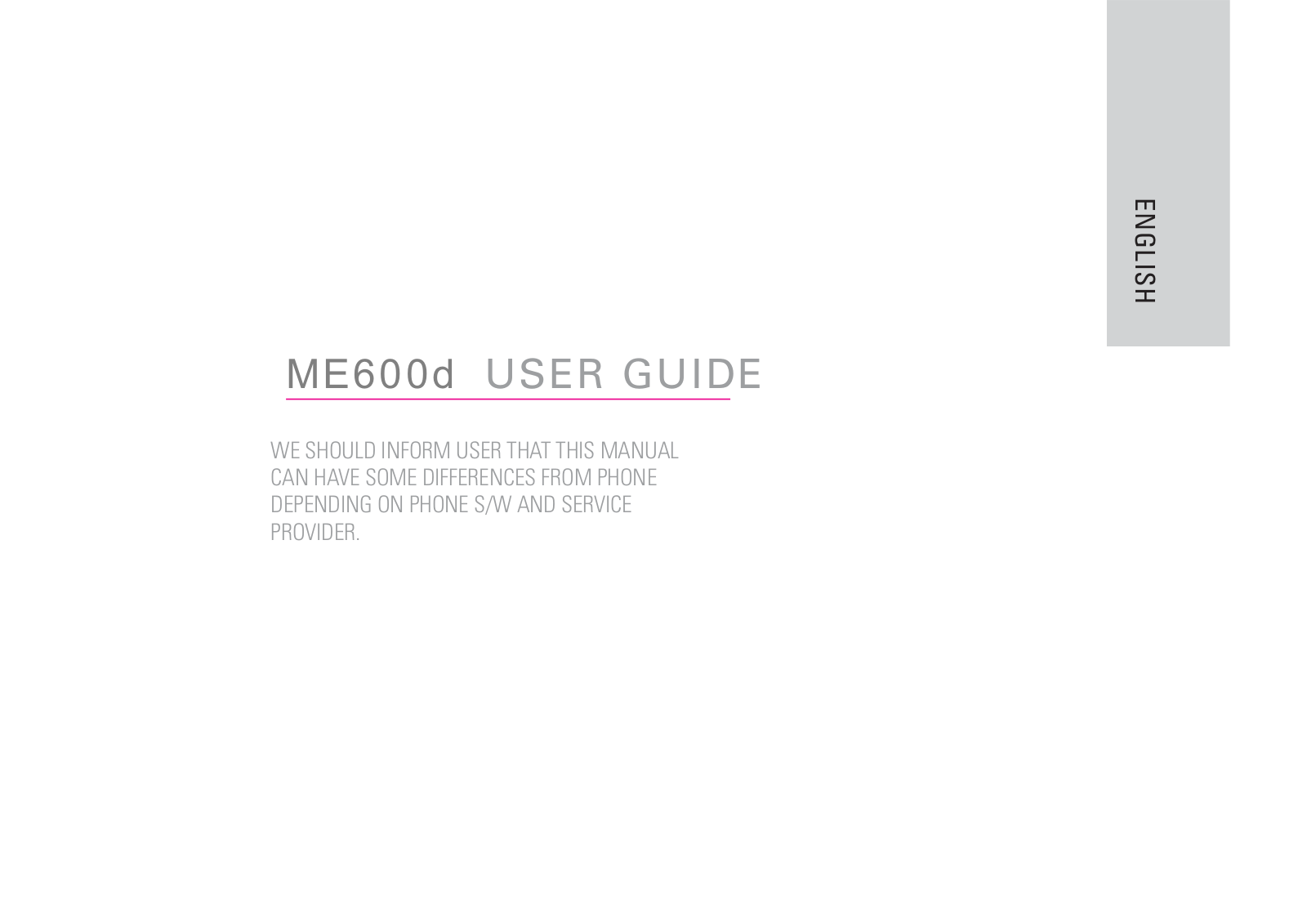 LG ME600D Users manual