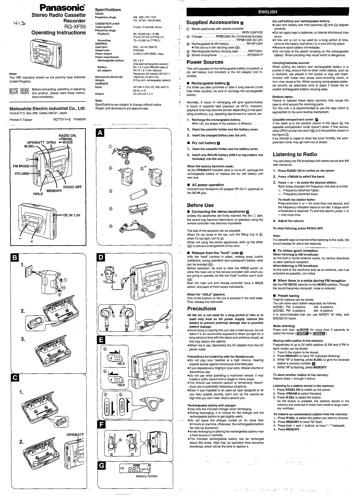 Panasonic RQ-XF50 User Manual