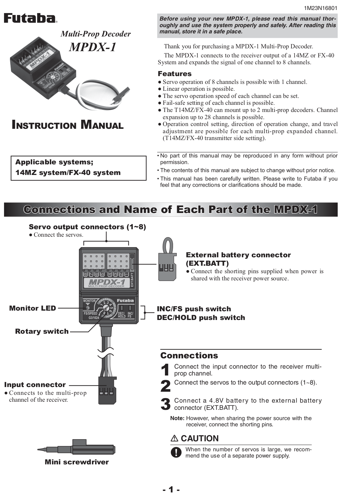 Futaba MPDX-1 User Manual