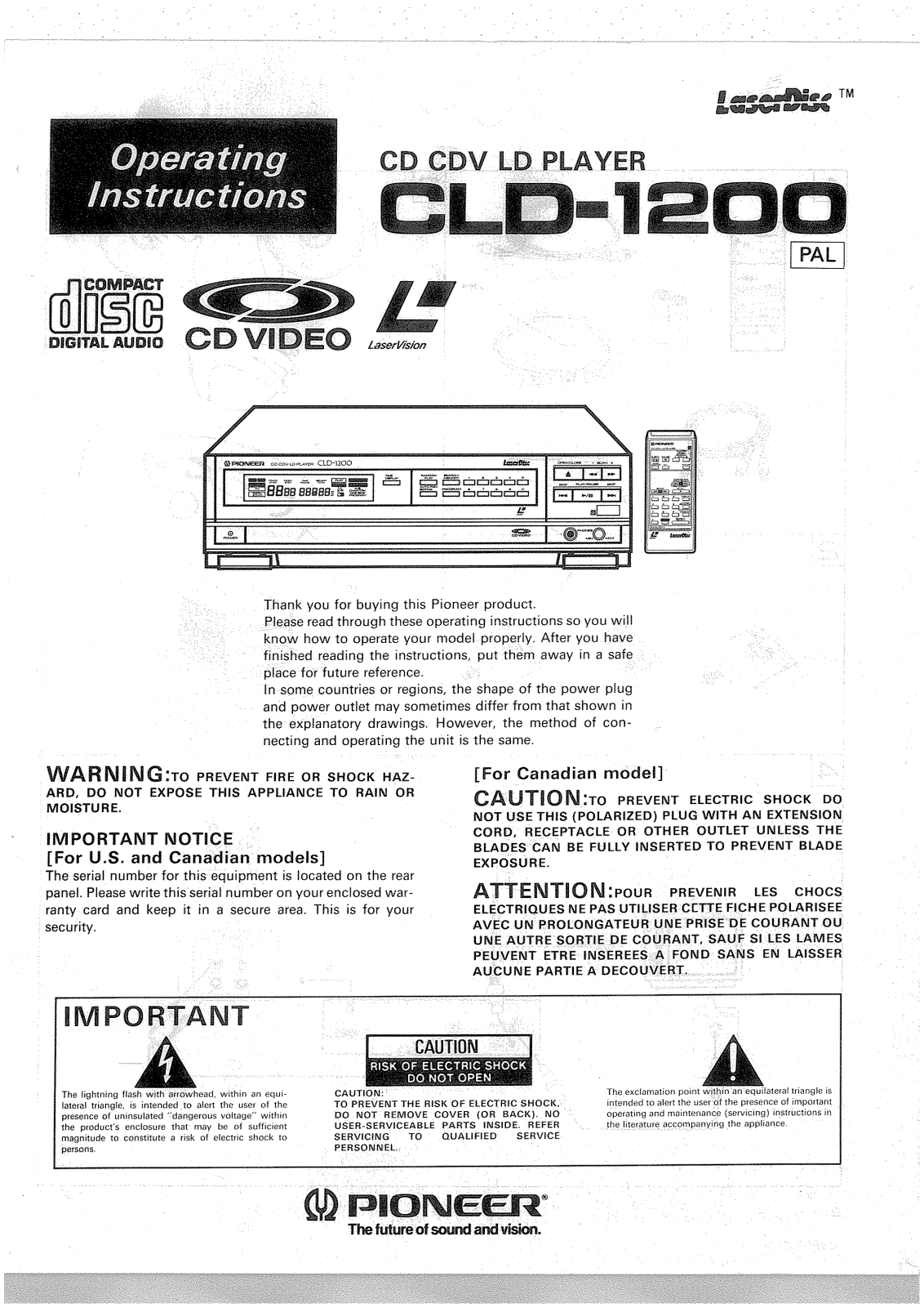 Pioneer CLD-1200 User Manual