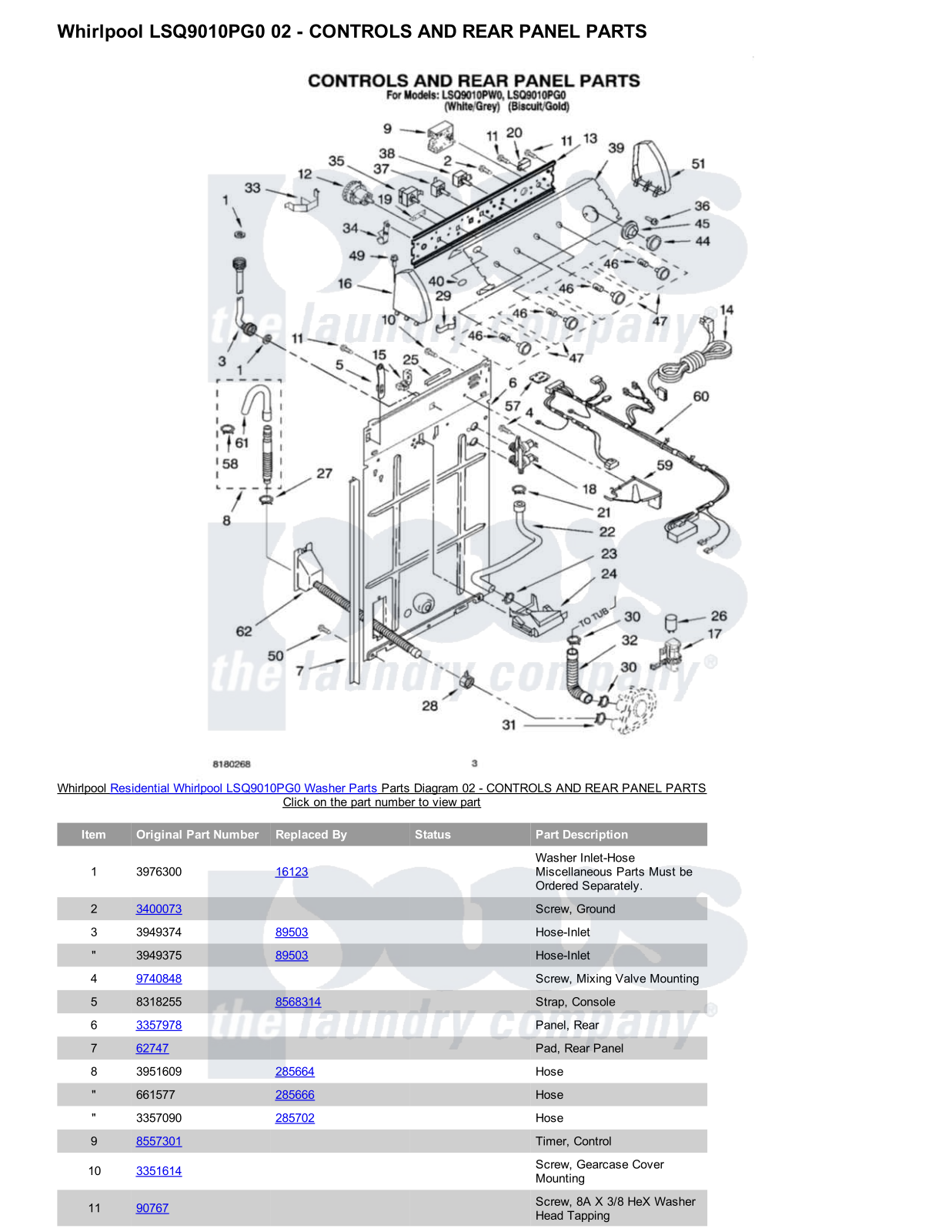 Whirlpool LSQ9010PG0 Parts Diagram