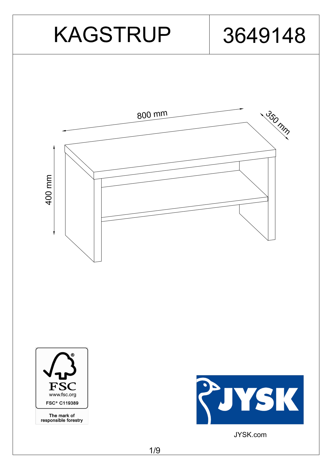 JYSK Kagstrup User Manual