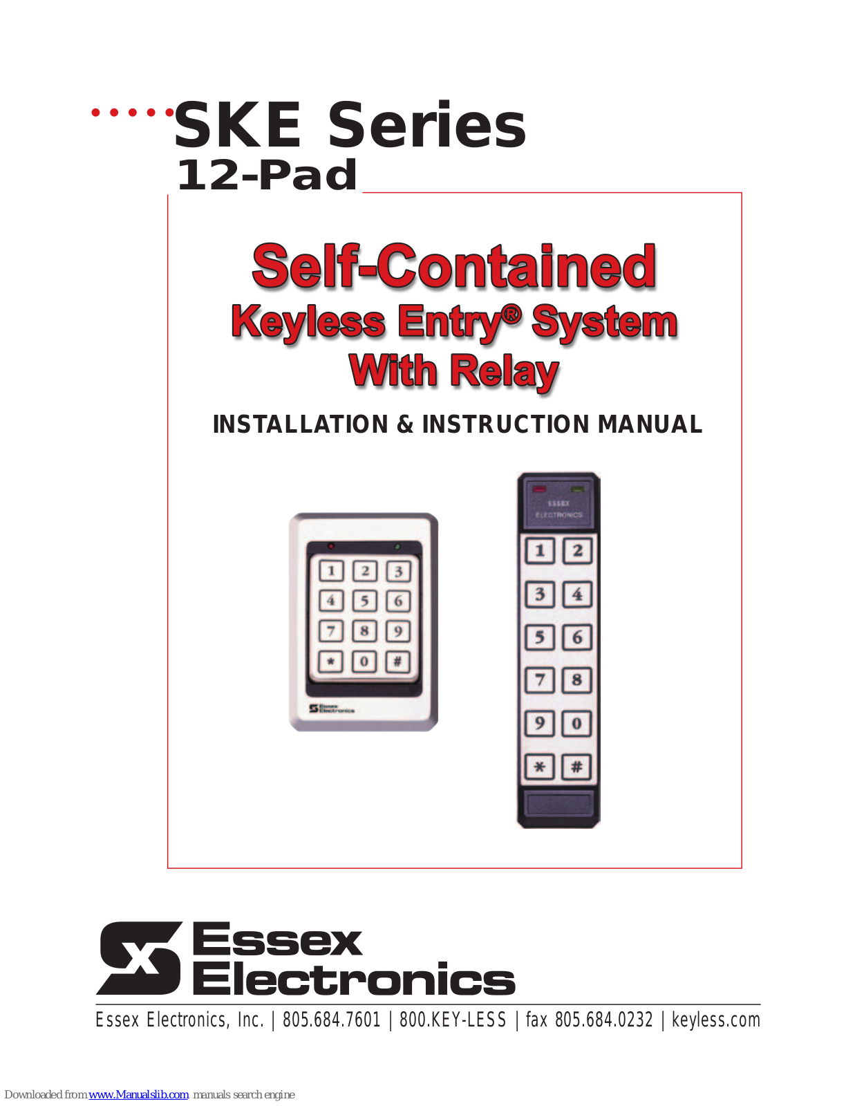 Essex Electronics SKE-34B, SKE-34X, SKE-34S, SKE-26B, SKE-26I Installation And Instruction Manual