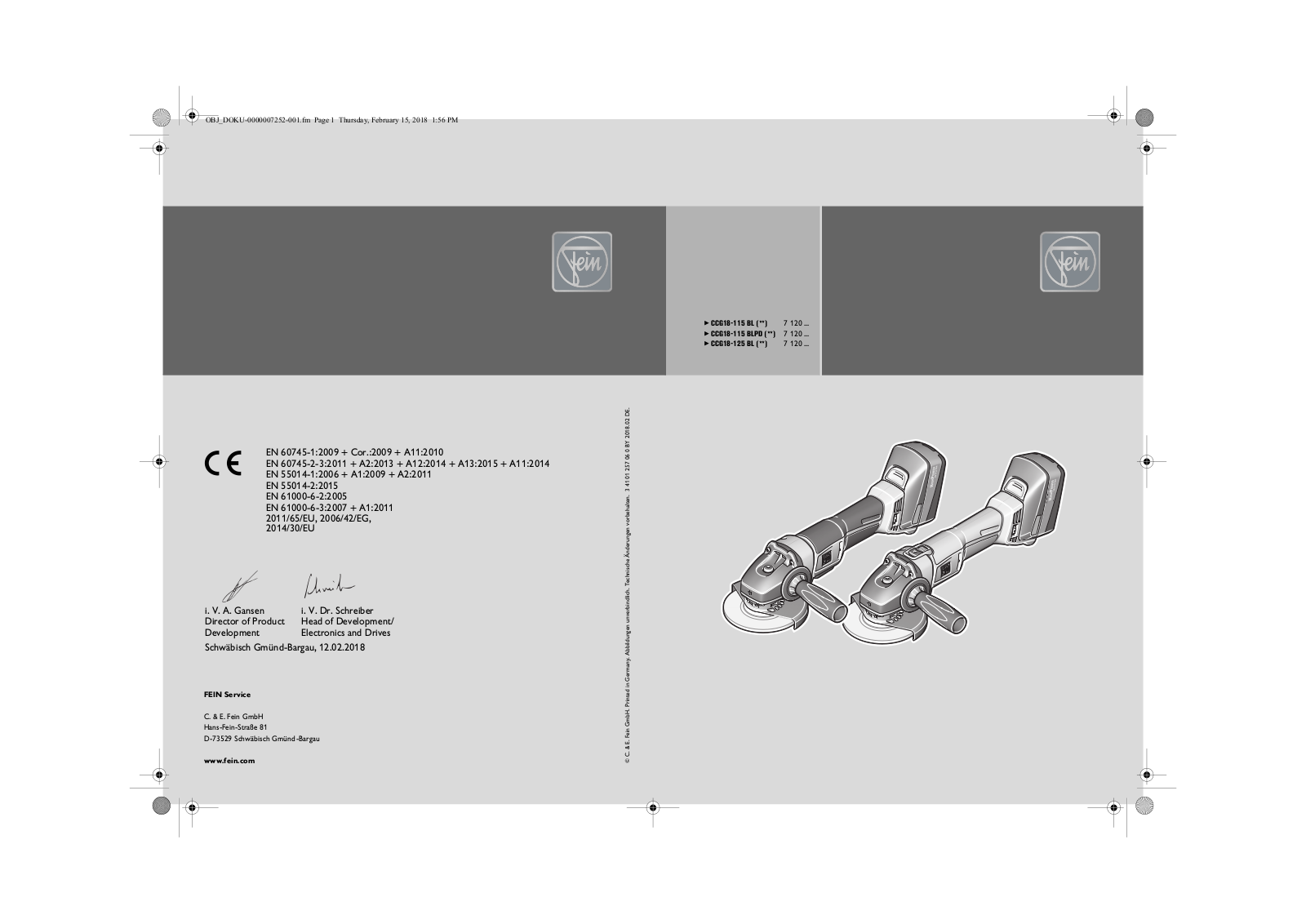 Fein 71200462000 Service Manual