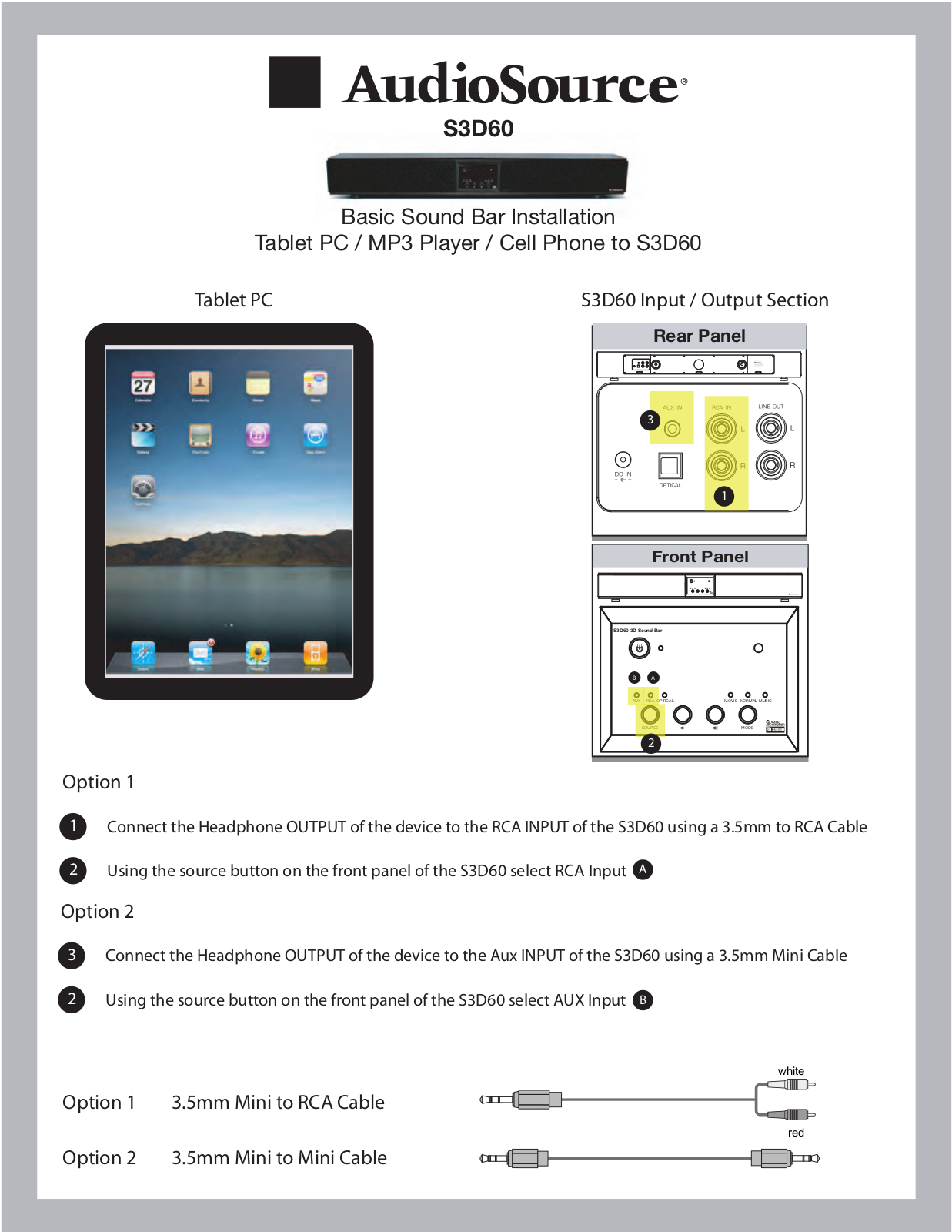 AudioSource S3D60 User Manual