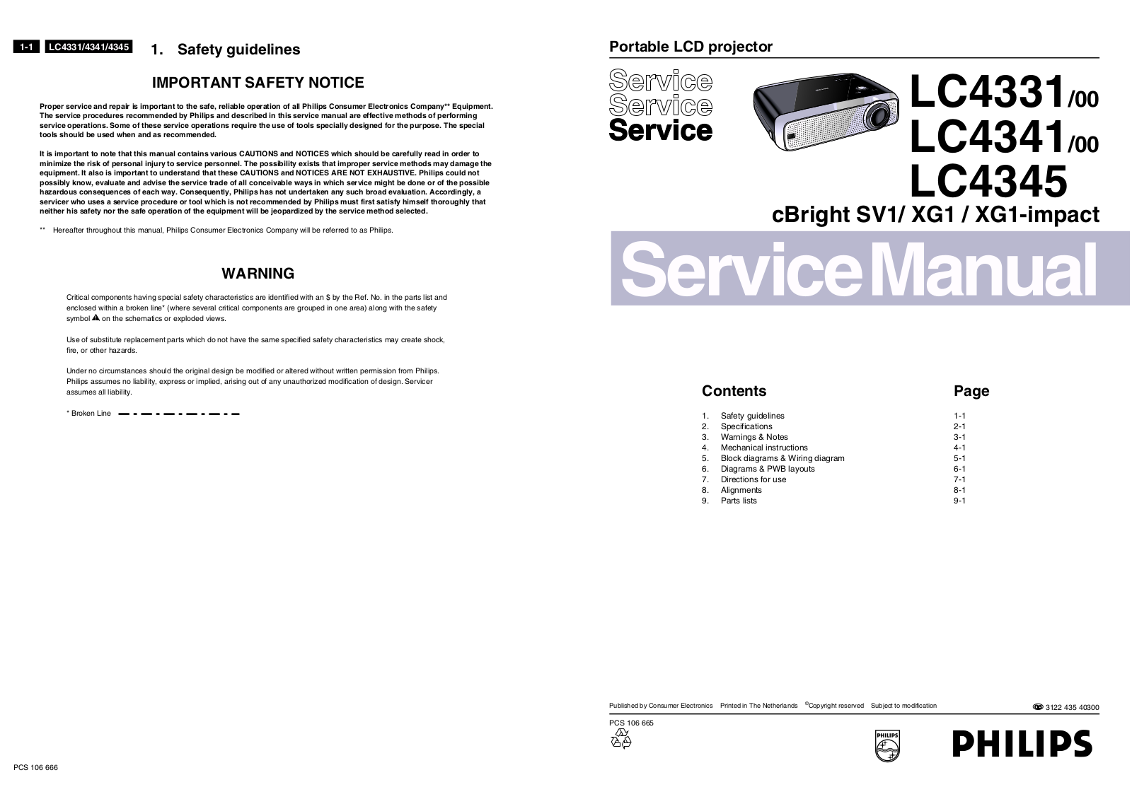 Philips LC4331, LC-4341, LC-4345 Service Manual