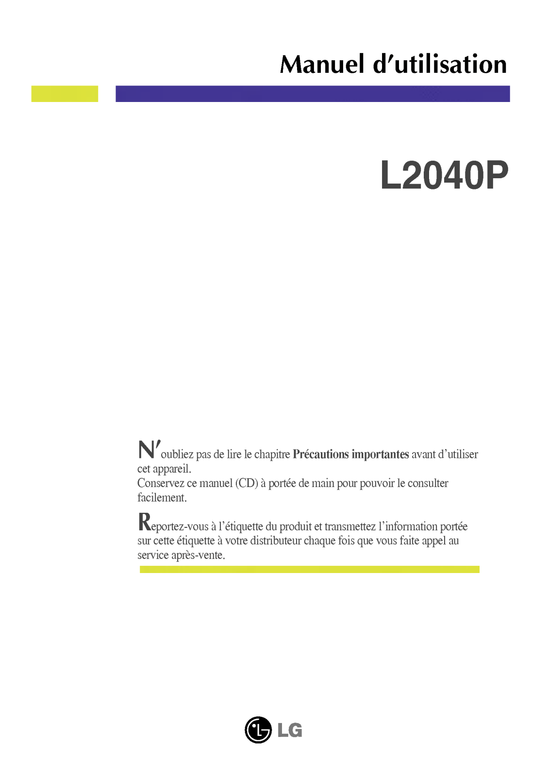 LG L2040P User Manual
