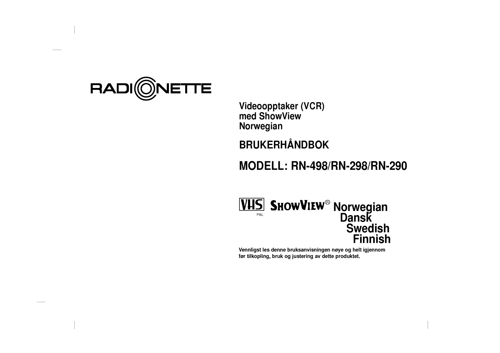 Radionette RN-298, RN-290 User Manual