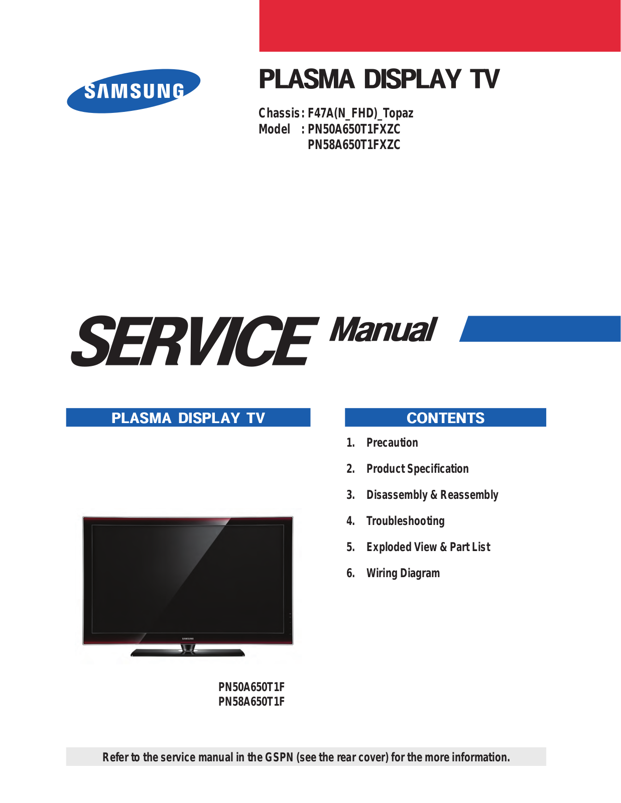 Samsung PN50A650T1FXZC, PN58A650T1FXZC Schematic