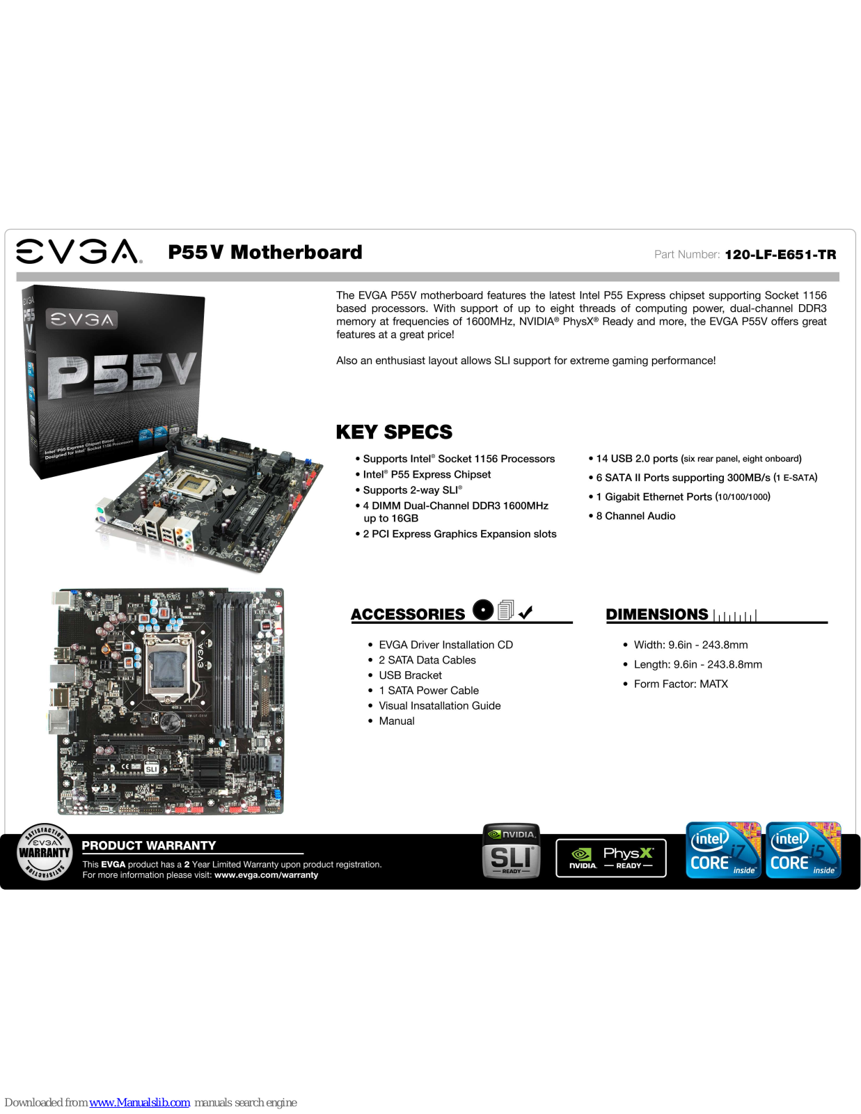 EVGA P55V, 120-LF-E651-TR Quick Manual - ManualMachine.com
