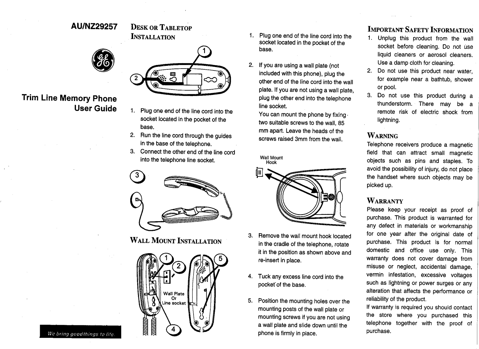 Thomson AU29257, NZ29257 User Manual