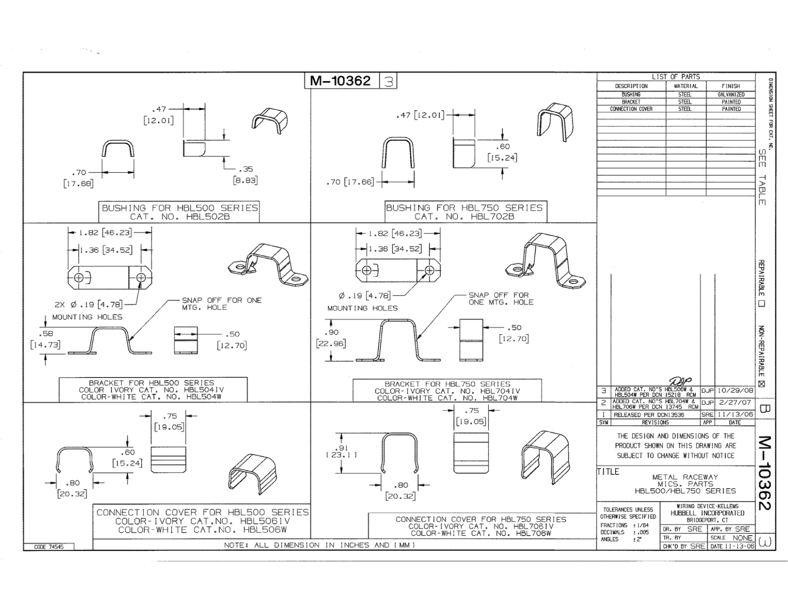 Hubbell HBL502B Reference Drawing