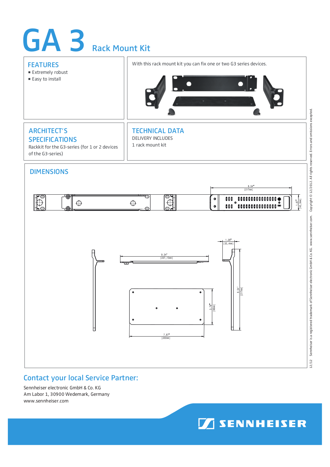 Sennheiser G4DIRKIT4, GA 3 Datasheet