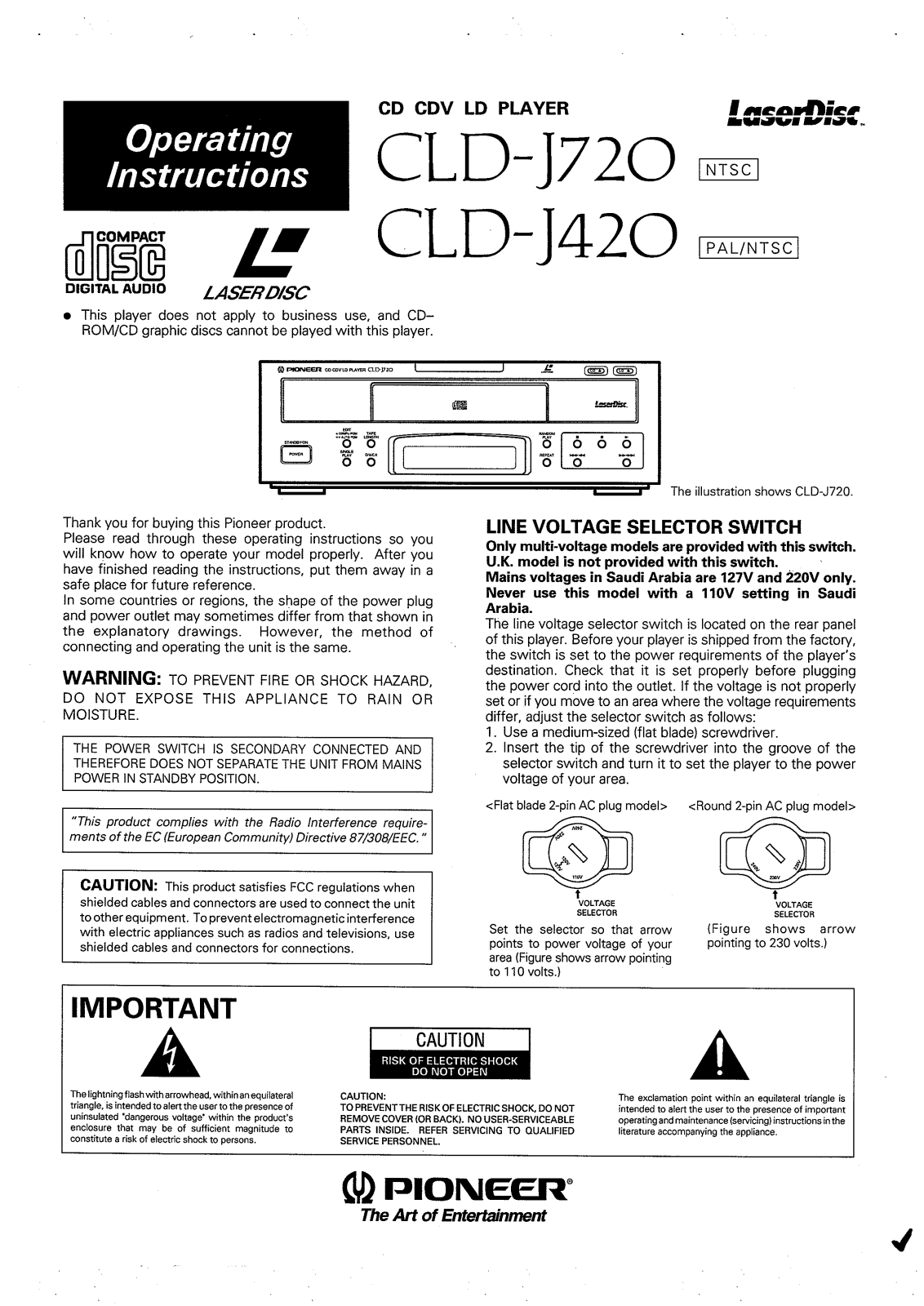 PIONEER CLD-J420 User Manual