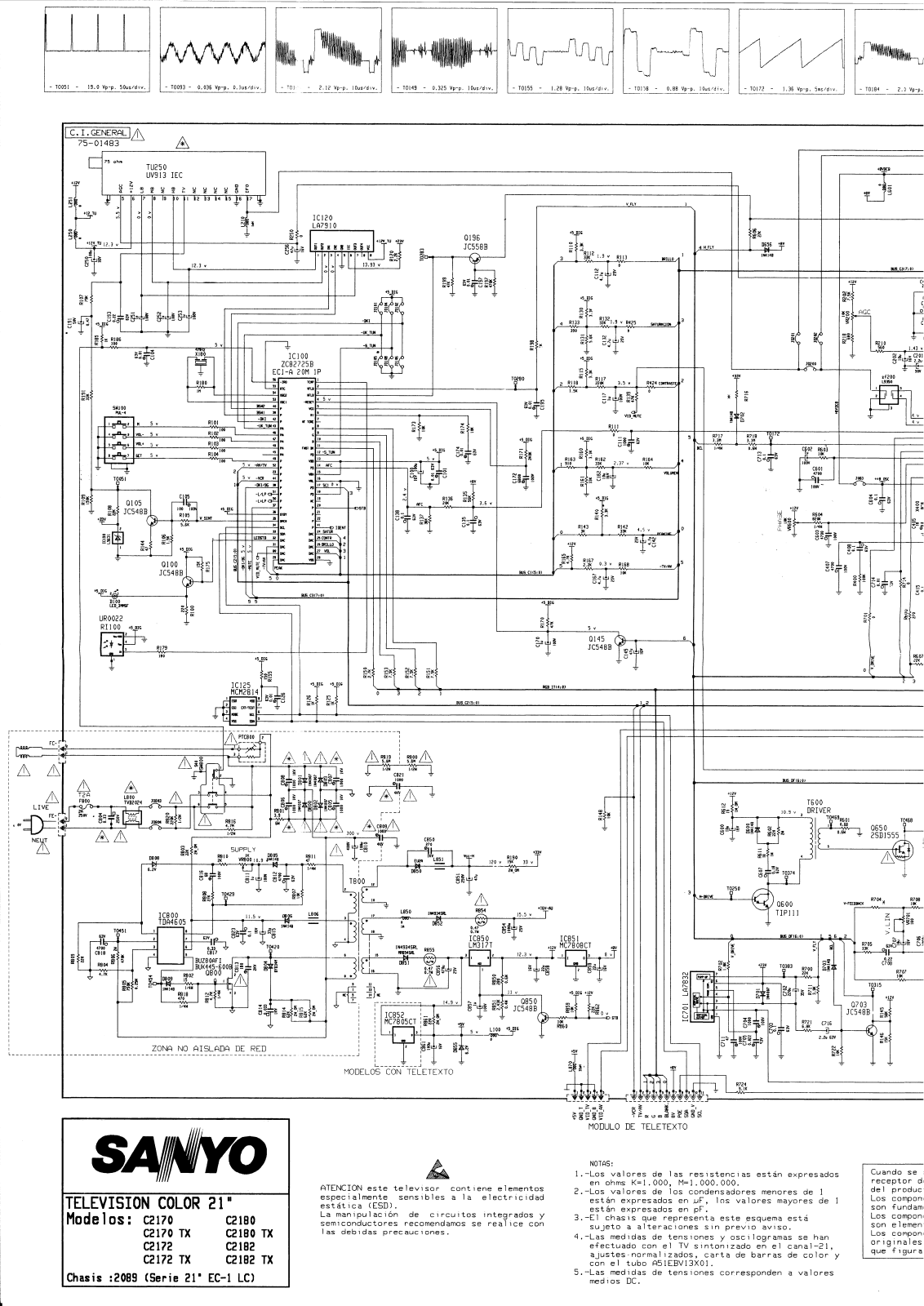 Sanyo C2170, C2172, C2180, C2182 Schematic