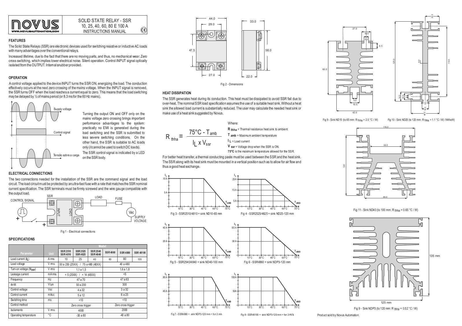 NOVUS SSR10,25,40,60,80E 100 A User Manual