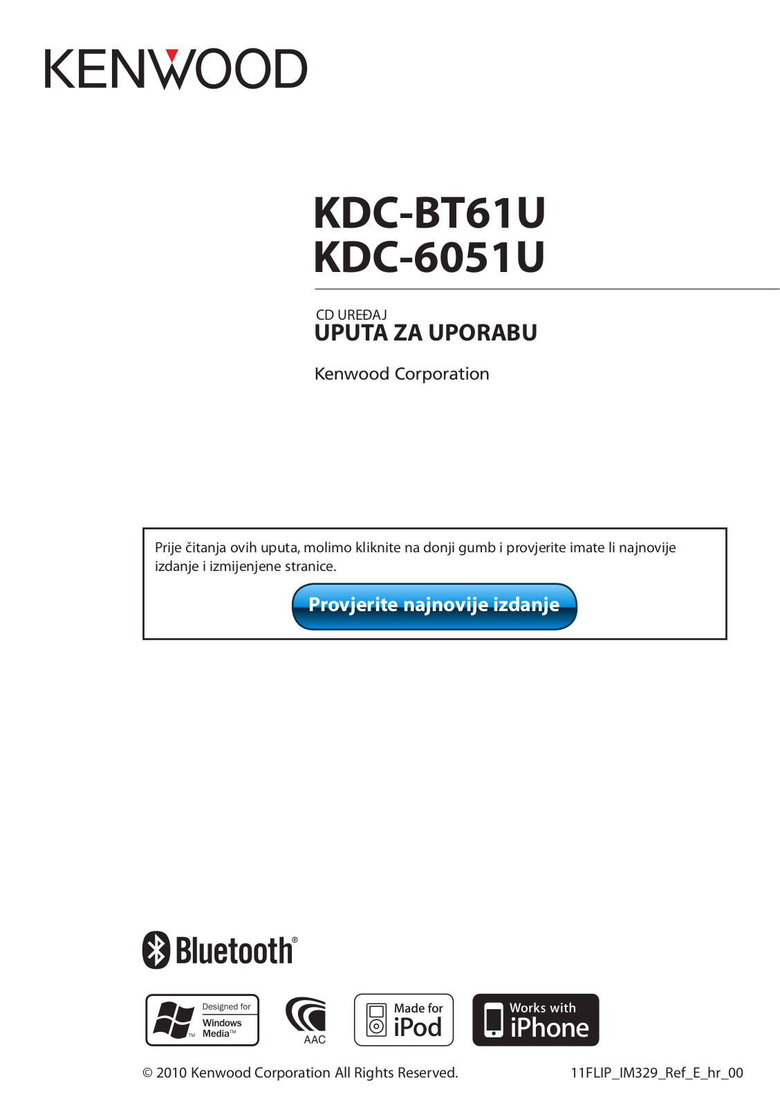 Kenwood KDC-BT61U, KDC-6051U User Manual