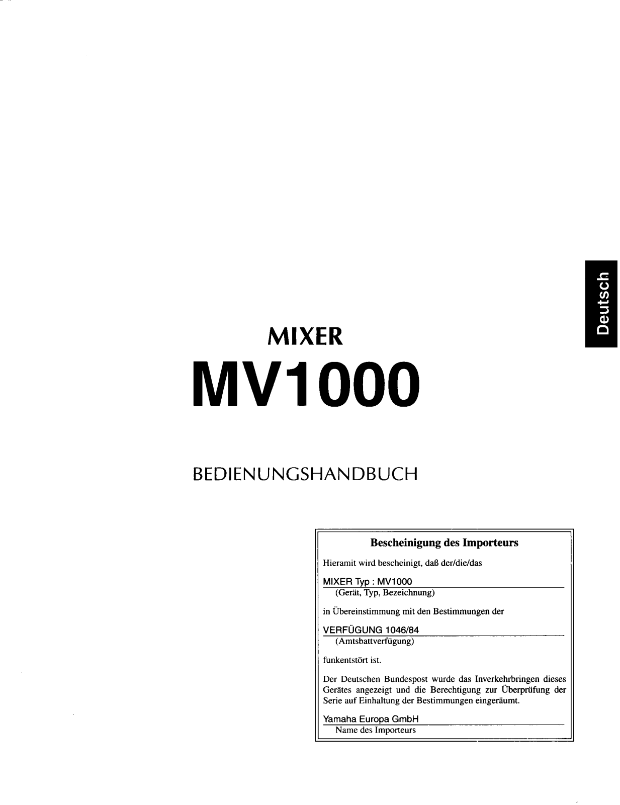 Yamaha MV1000 User Manual