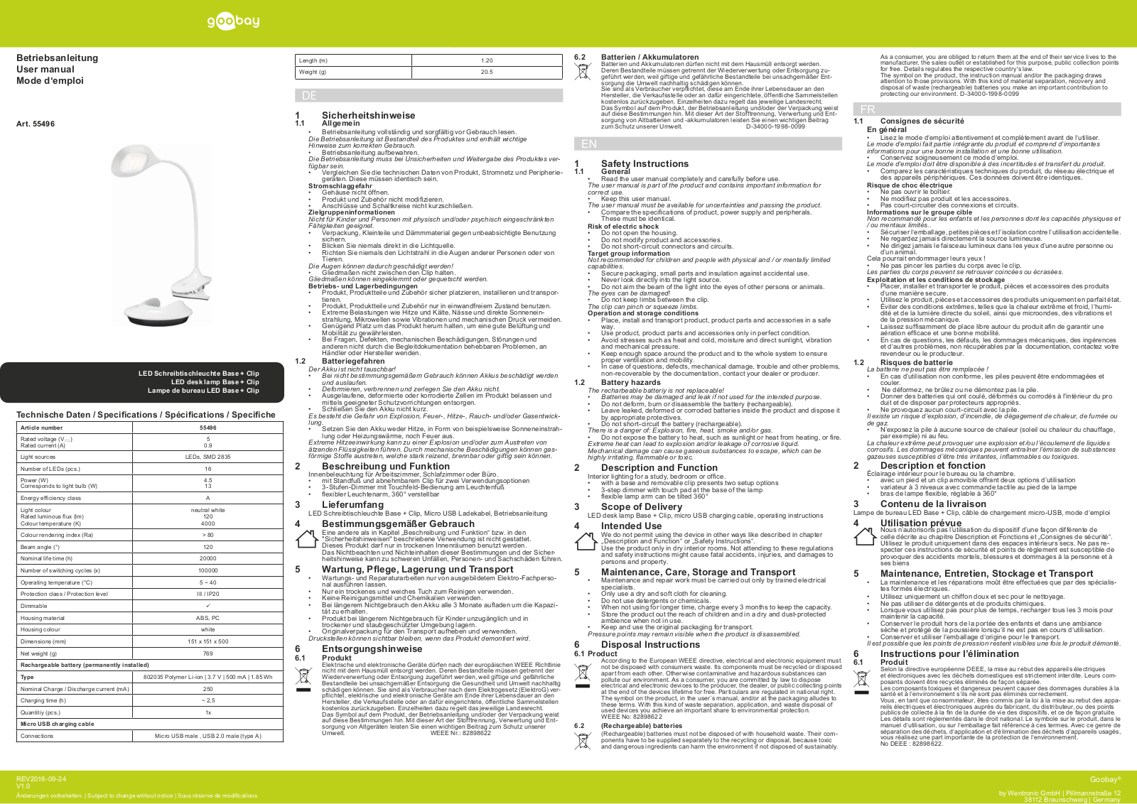 Goobay 55496 User manual