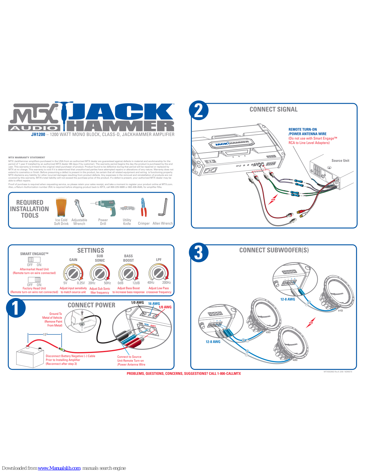 MTX JackHammer JH1200 Connection Manual