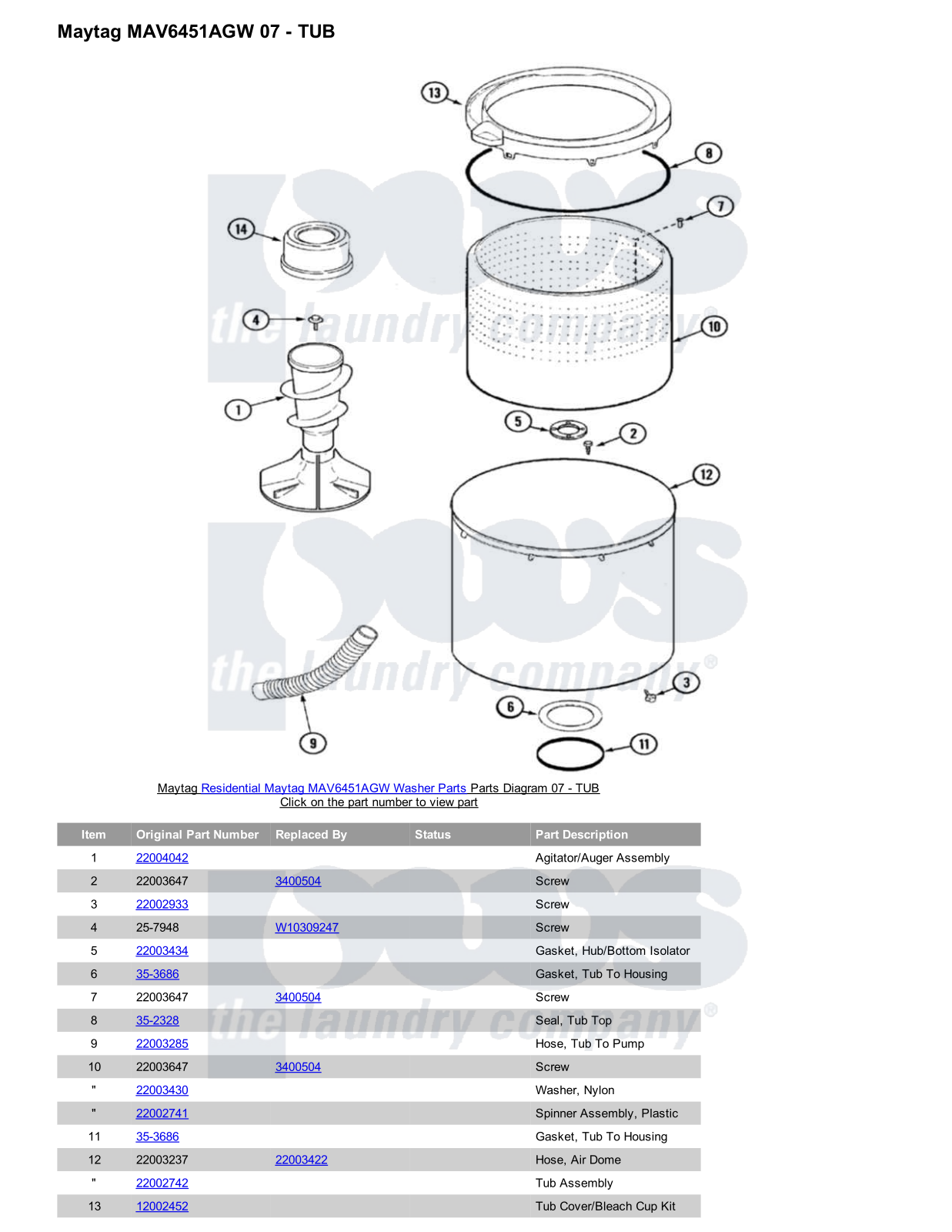 Maytag MAV6451AGW Parts Diagram