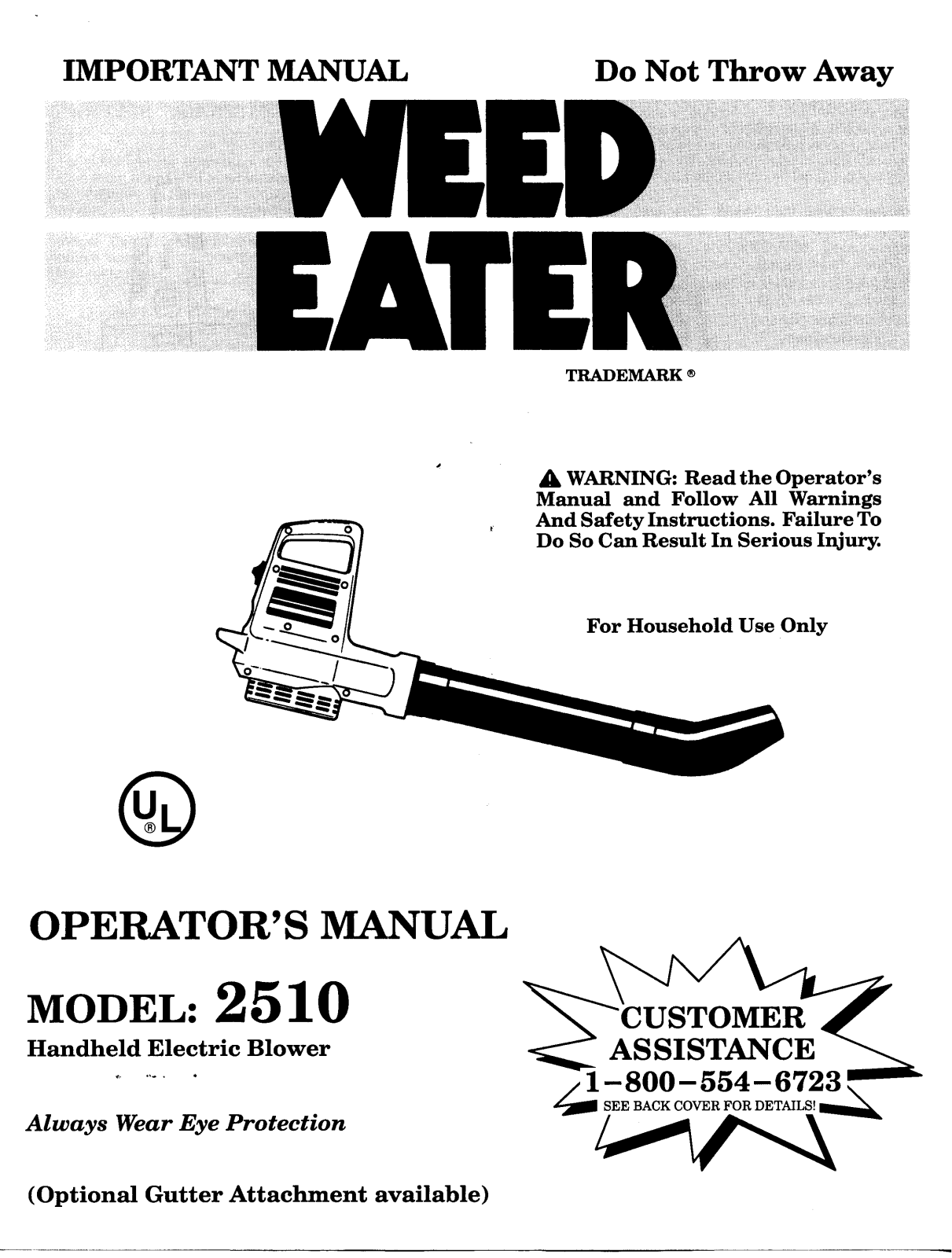 Weed Eater 2510 User Manual