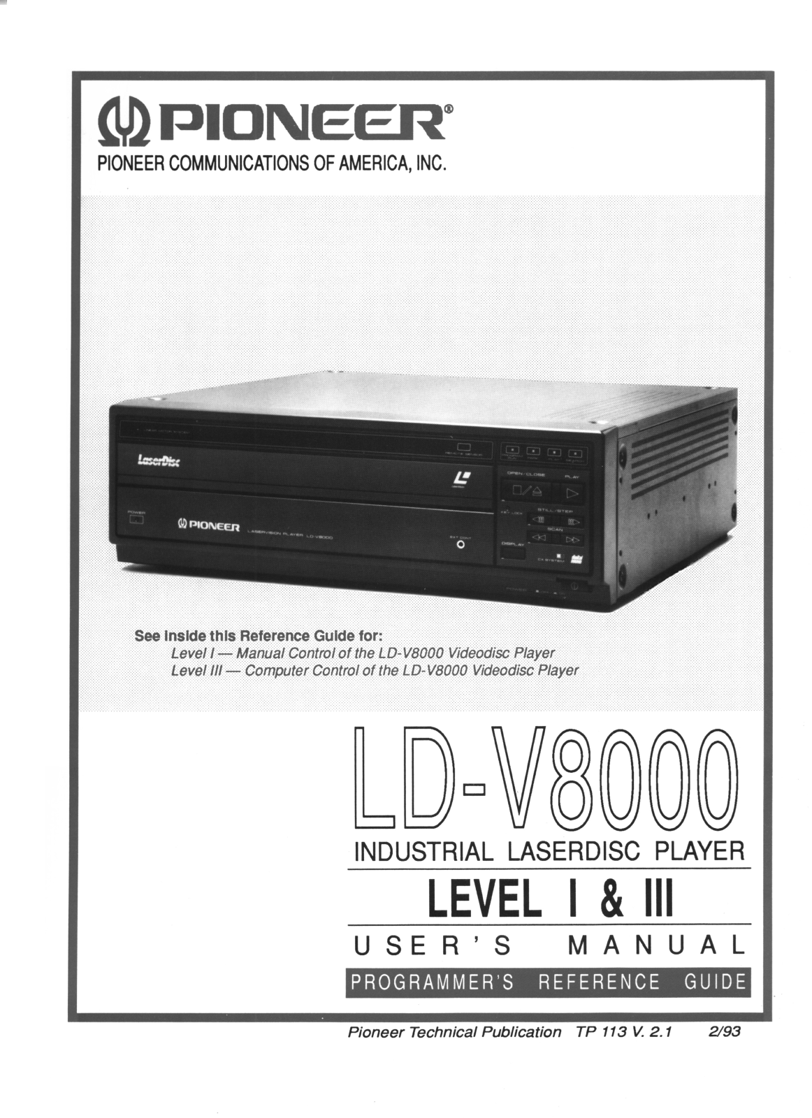 Pioneer LDV-8000 Owners manual