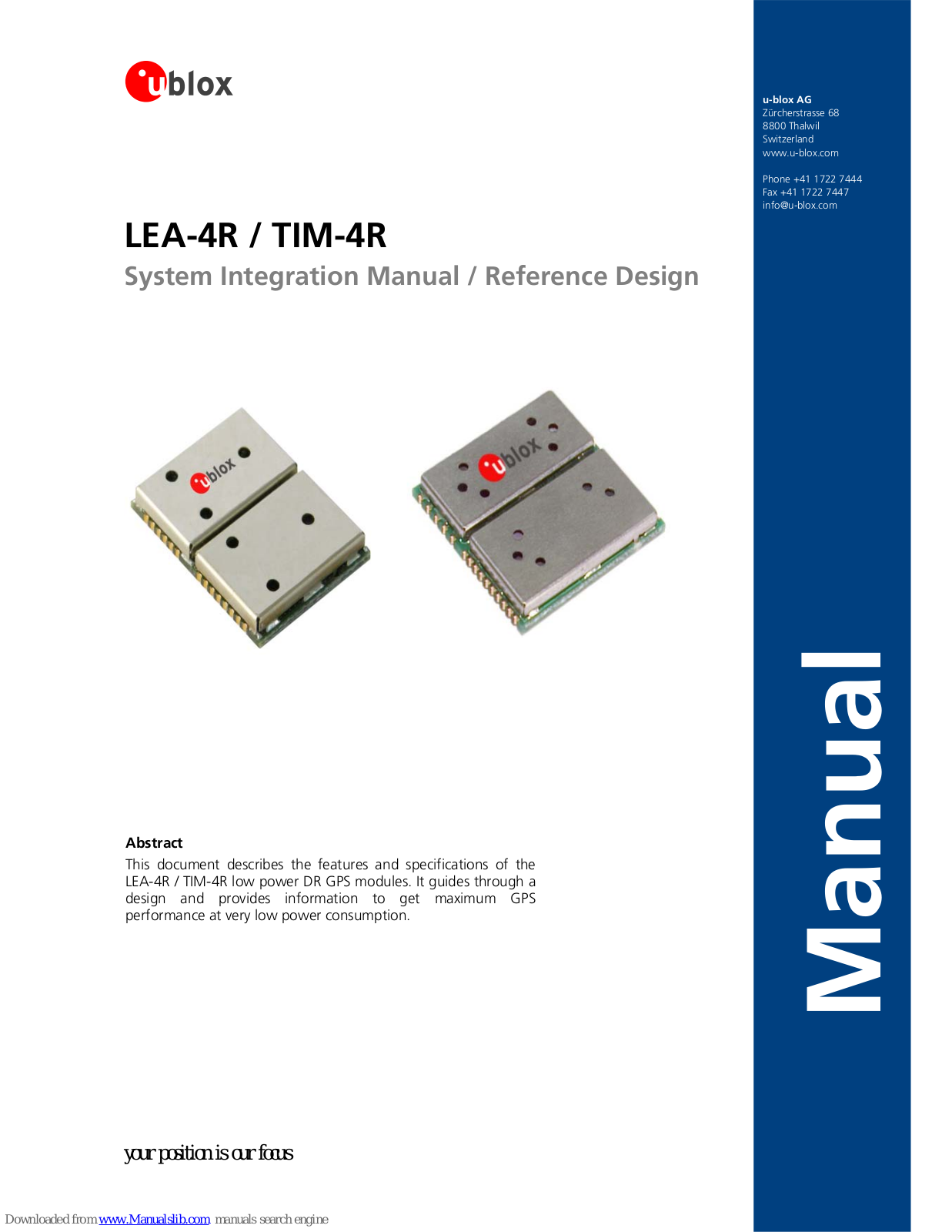 u-blox LEA-4R, TIM-4R System Integration Manual And Reference Design