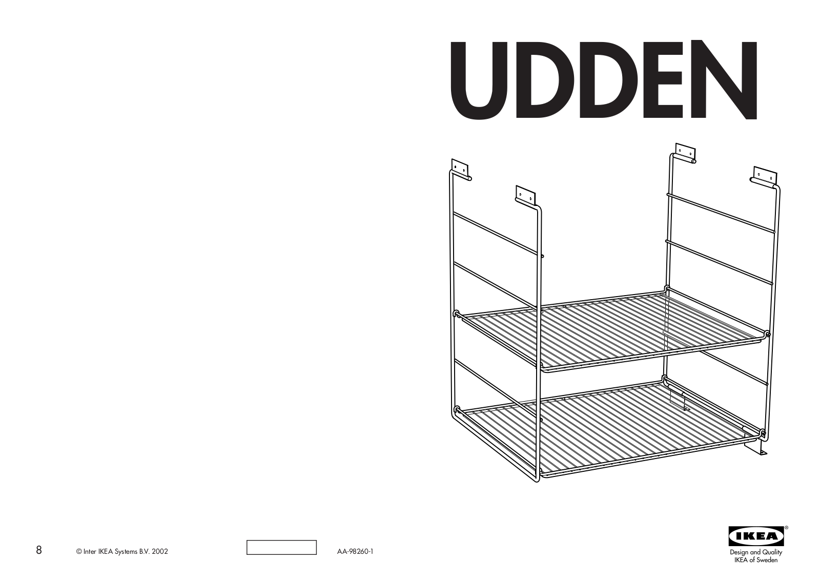 IKEA UDDEN WIRE SHELF 24X25 Assembly Instruction