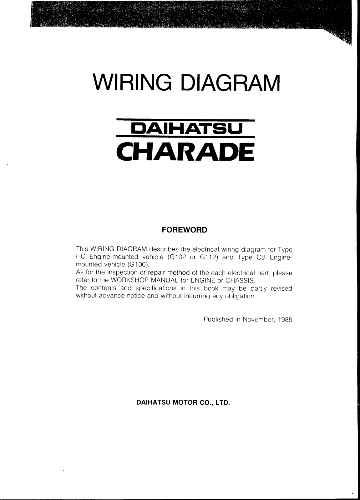 Daihatsu Charade 1988 User Manual