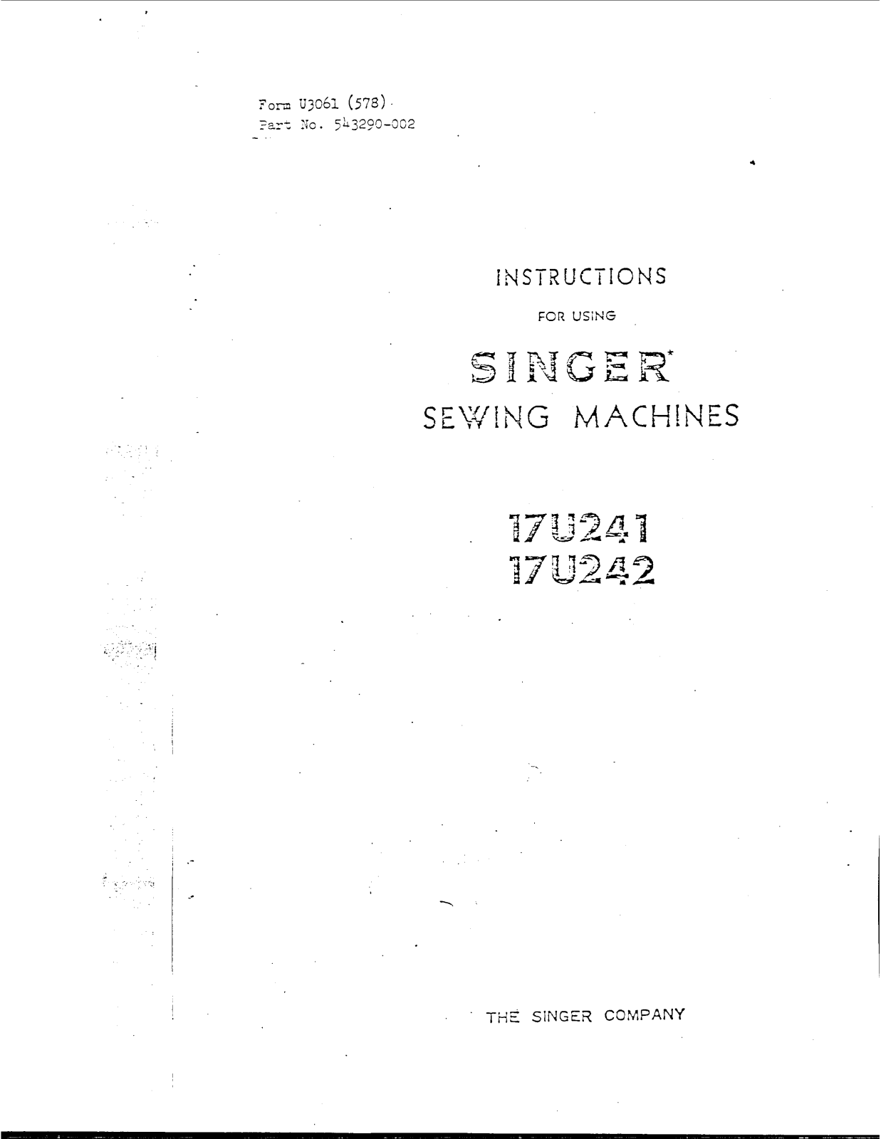 Singer 17U241, 17U242 User Manual