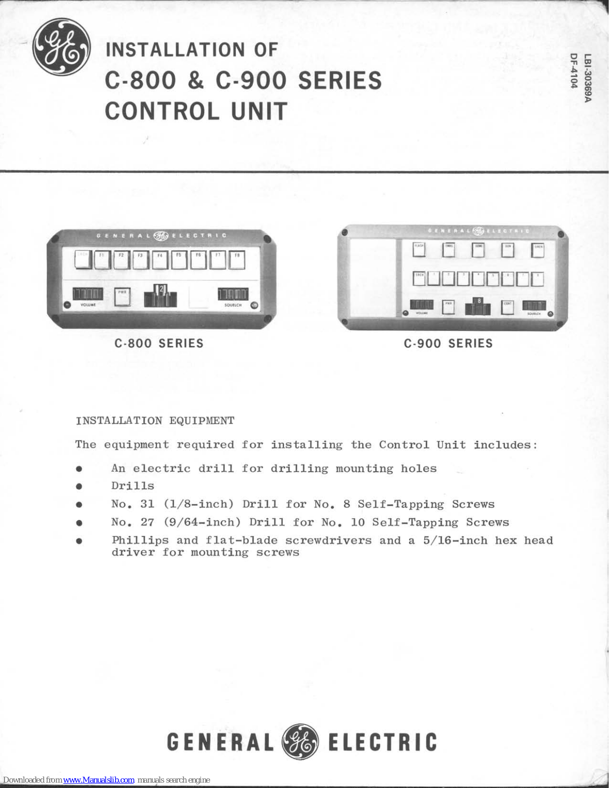 GE C-800 Series, C-900 Series Installation Manual