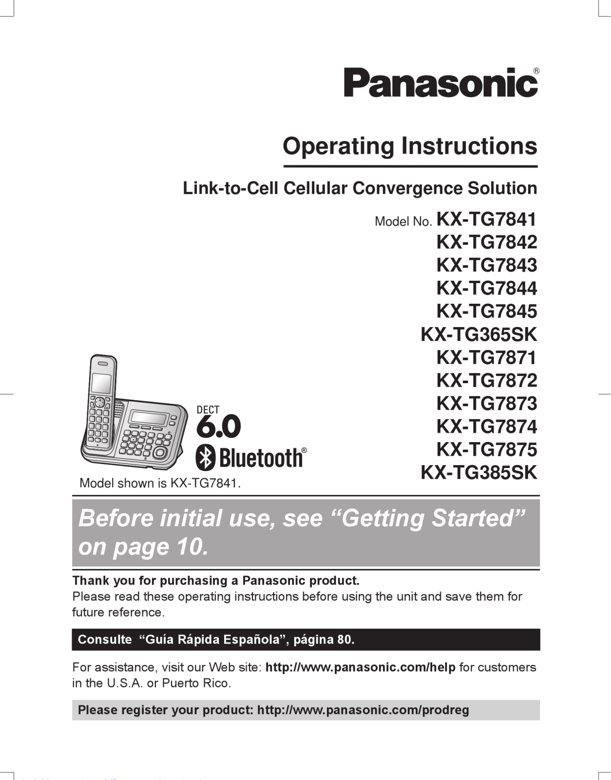 Panasonic KX-TG7875S operating instructions manual