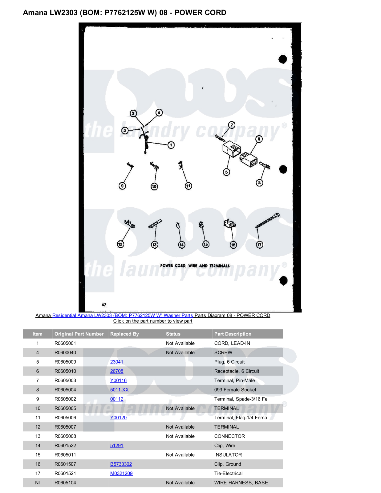 Amana LW2303 Parts Diagram