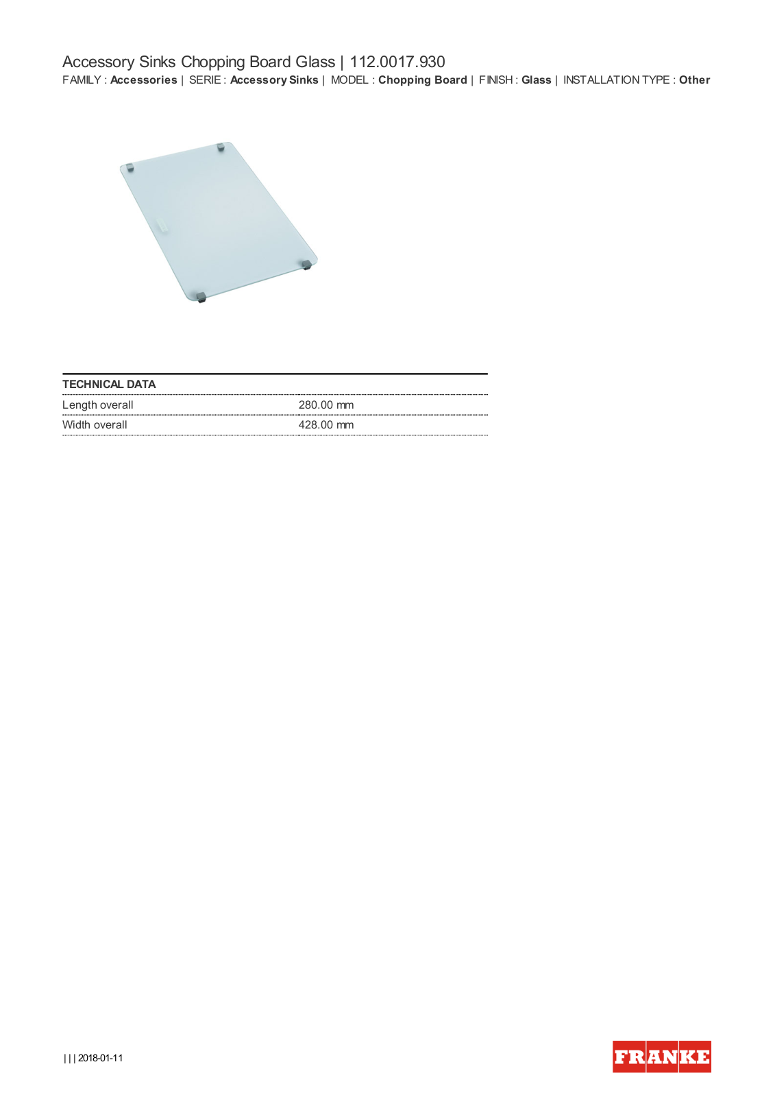 Franke CB930 Specifications Sheet