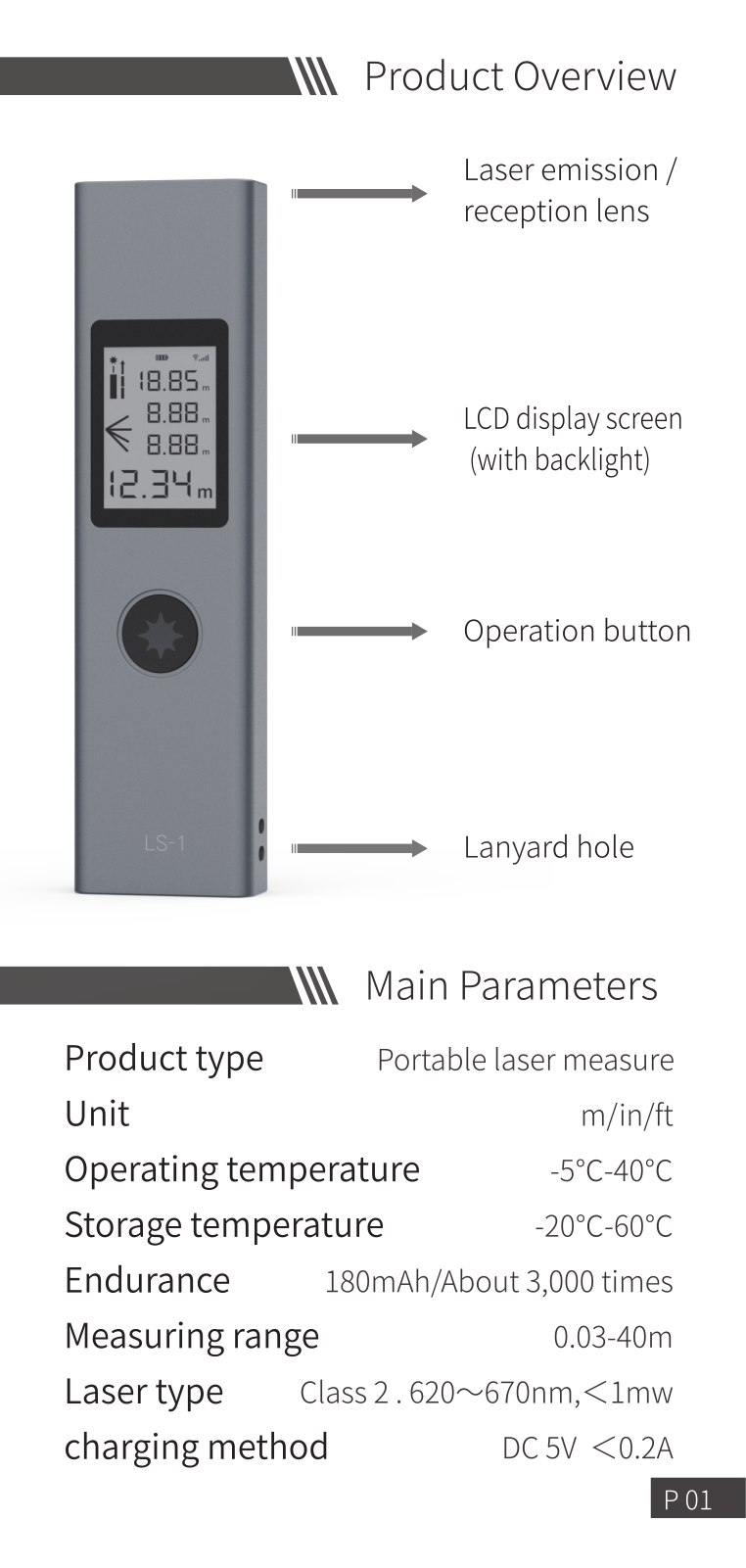 Portable Laser LS-1, LS-1S User Manual