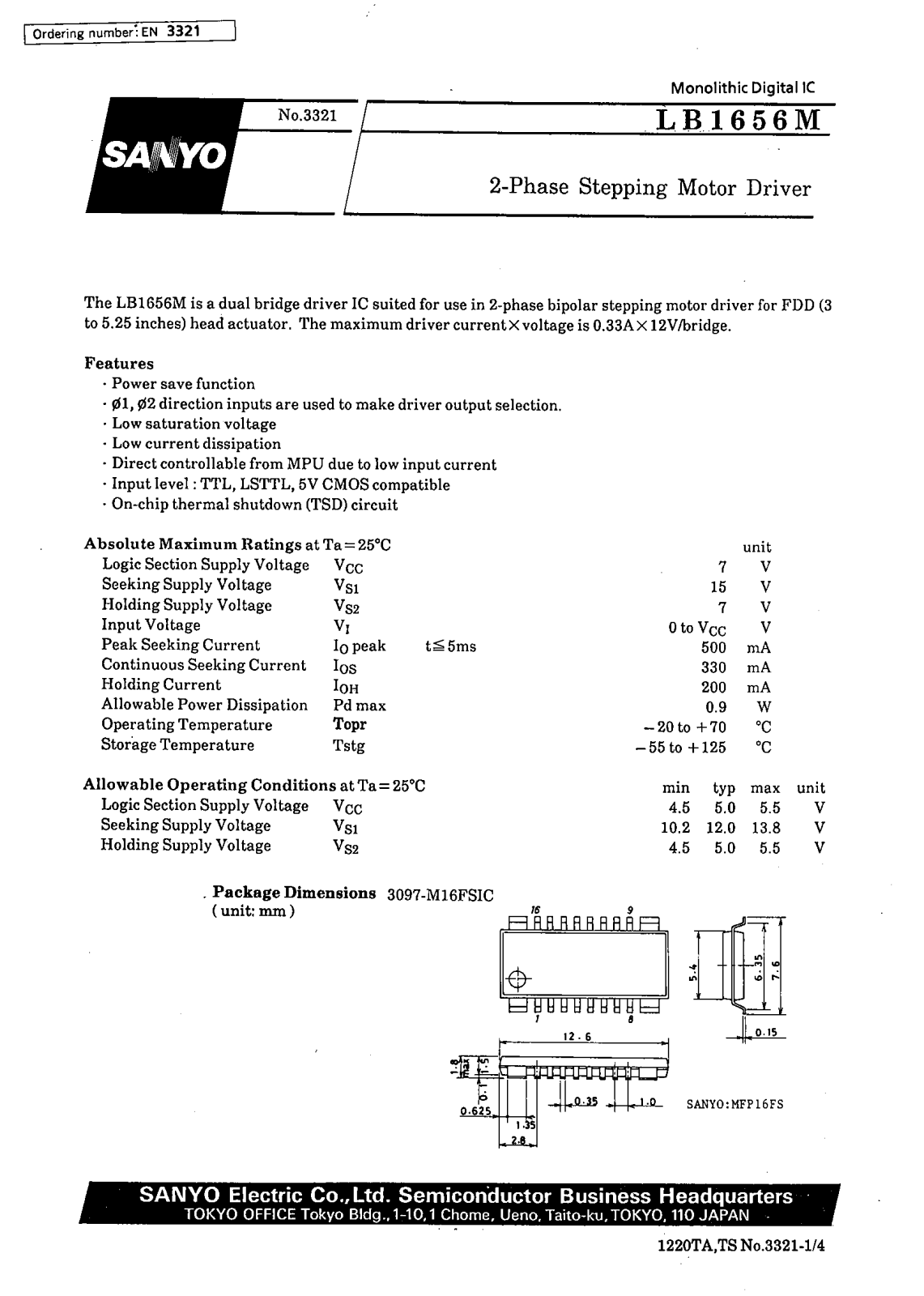 SANYO LB1656M Datasheet