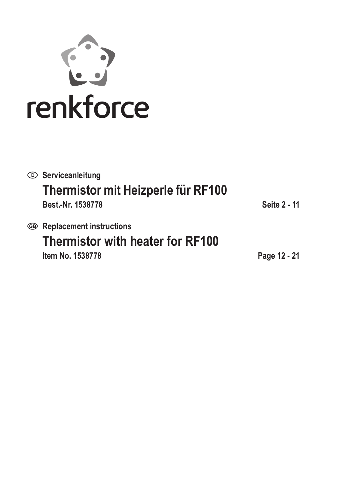 Renkforce 1538778 Operating Instructions