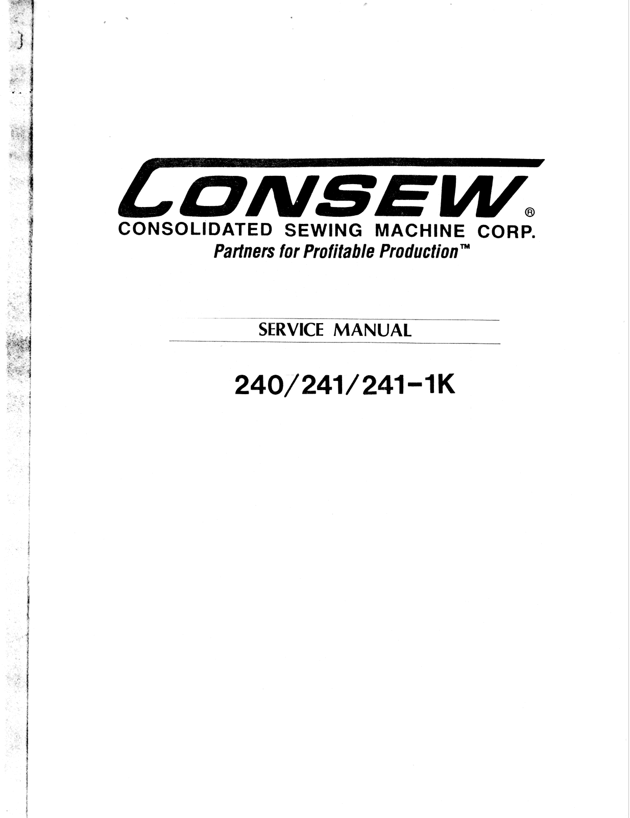 CONSEW 240, 241, 241-1K Service Manual