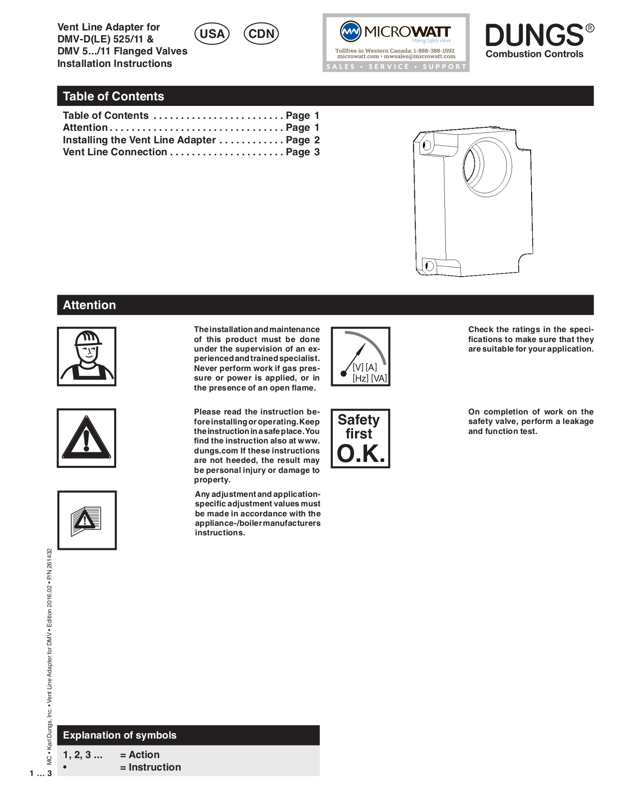 MICROWATT DUNGS DMV 525 Installation Instructions Manual