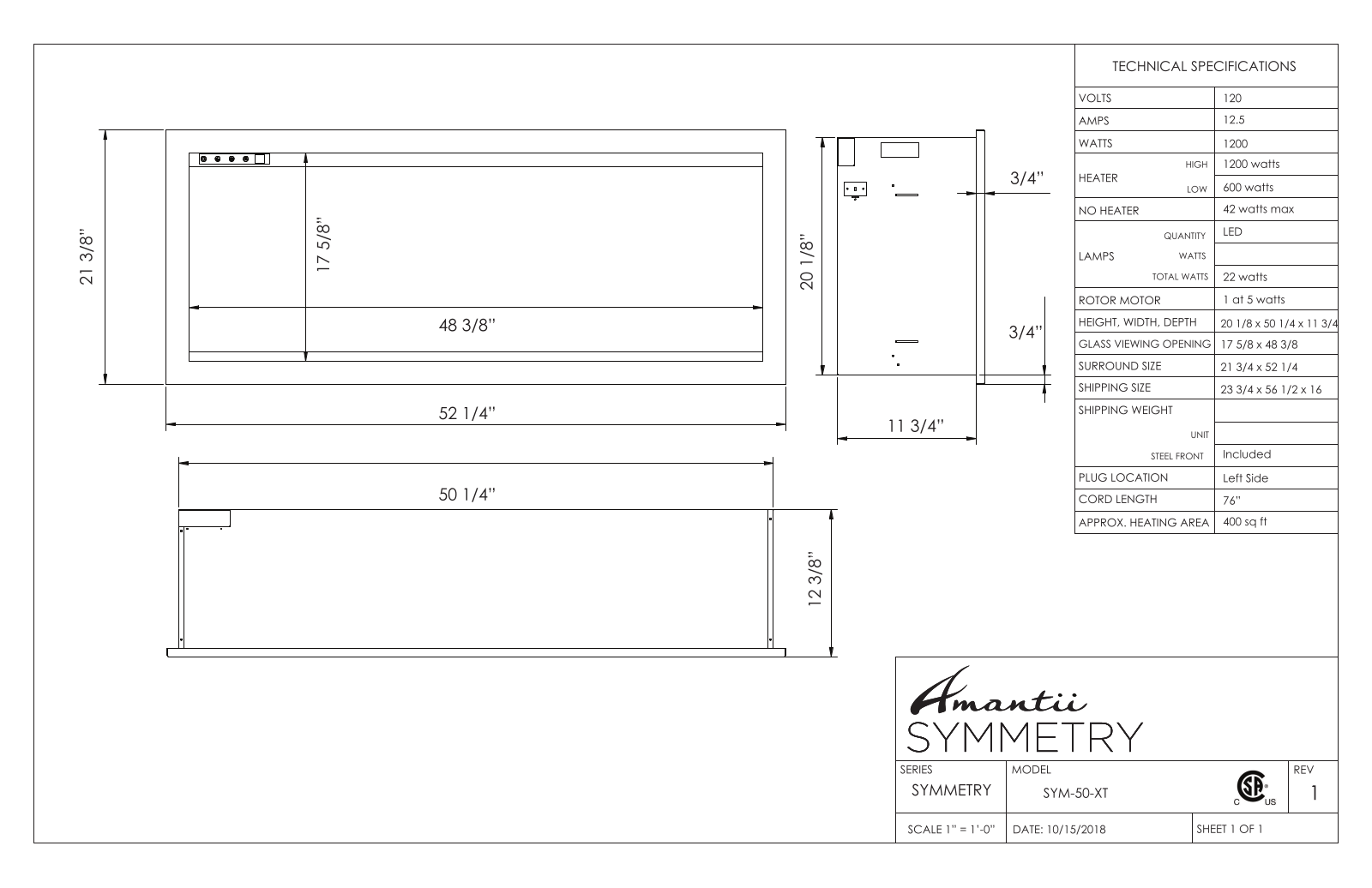 Amantii SYM50XT Specifications