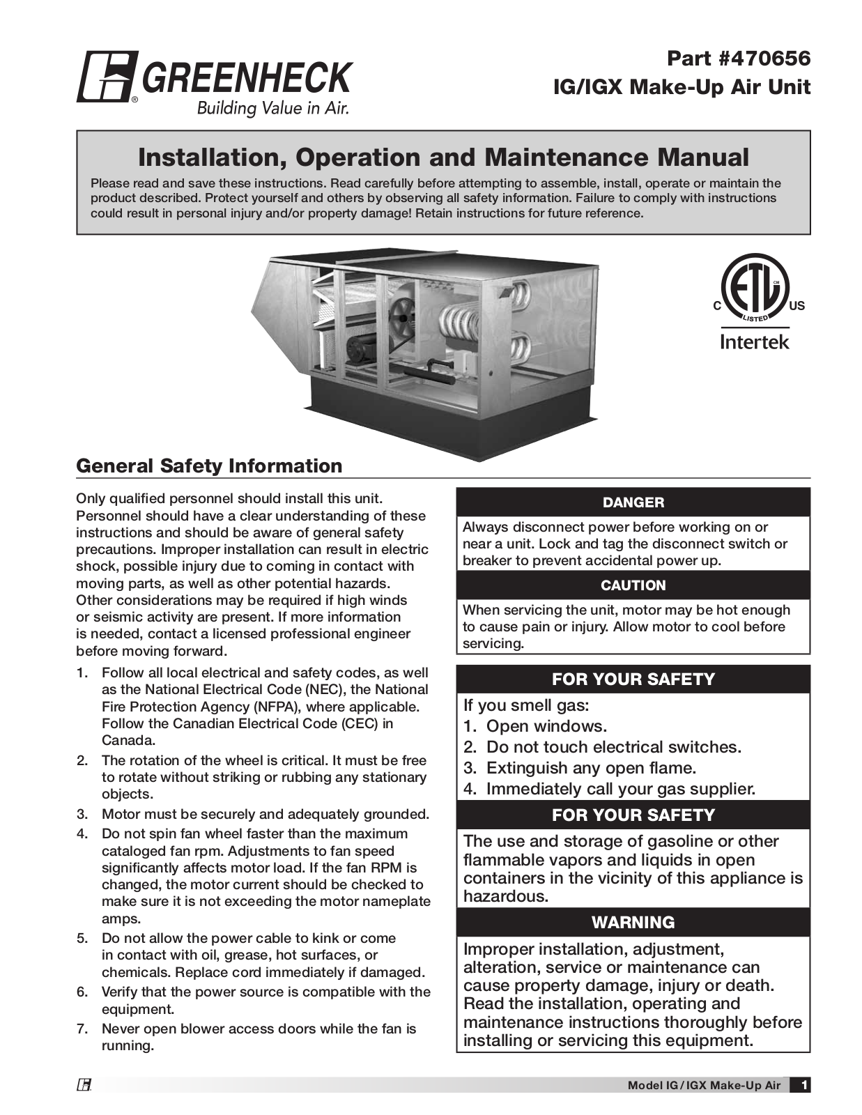 Greenheck Fan 470656 User Manual